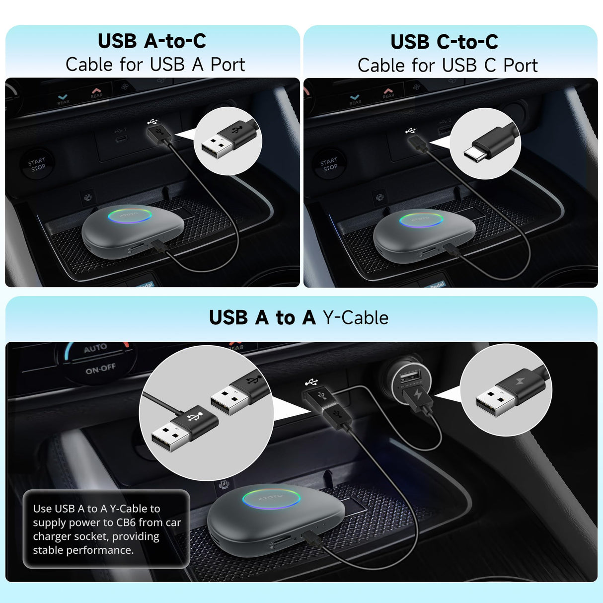 ATOTO CarWave CB6 Magic AI Box - Wireless CarPlay & Android Auto, Android 13 OS, 8-Core, 8G+128G, Car Streaming Video Box for Netflix, Spotify, 4G LTE, WiFi, Dual Bluetooth, OBD II, microSD, OTA, Gray