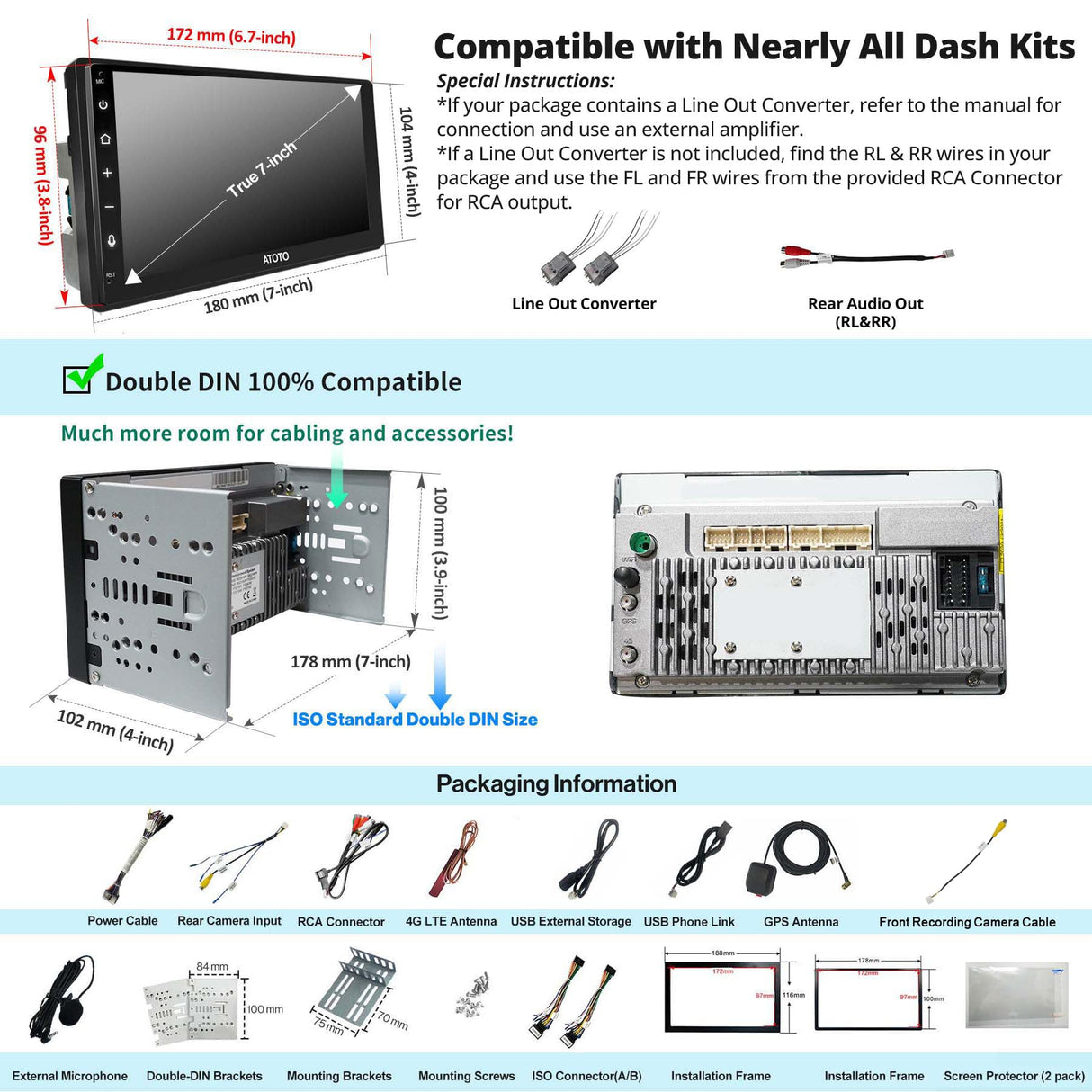 ATOTO S8 4G+32G Radio 2 DIN Android, CarPlay y Android Auto Inalámbrico, Pantalla Táctil QLED de 7 Pulgadas Autoradio con 4G LTE, ChatGPT, GPS Navi, WiFi/Dual BT/USB, DSP, LRV, SCVC, S8G2B74MS