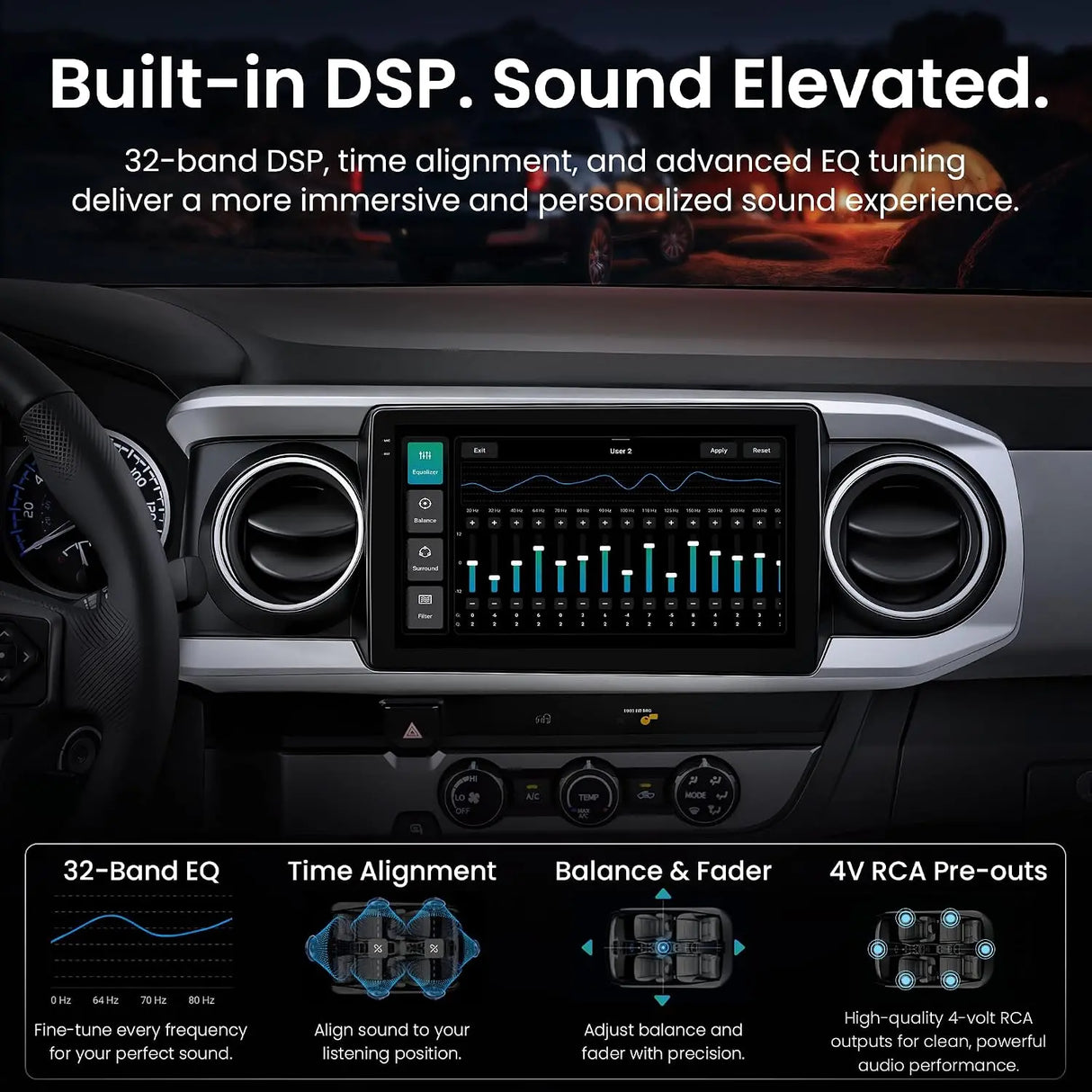 ATOTO S8LTAC10ADM 10.1" Android Car Stereo for Toyota Tacoma 2016–2023, Wireless Apple CarPlay & Android Auto, 4G LTE, QLED Display, DSP, GPS Navigation, Bluetooth 5.1