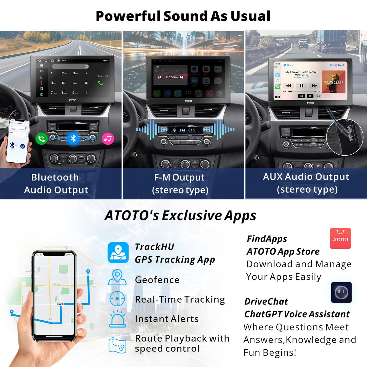 ATOTO 9" GPS Navigation, Backup Camera, 4G LTE, WiFi, Dual Bluetooth, GPS Navigation, Android Auto, Wireless CarPlay, 4+32G, USB Tethering, ChatGPT, SWC