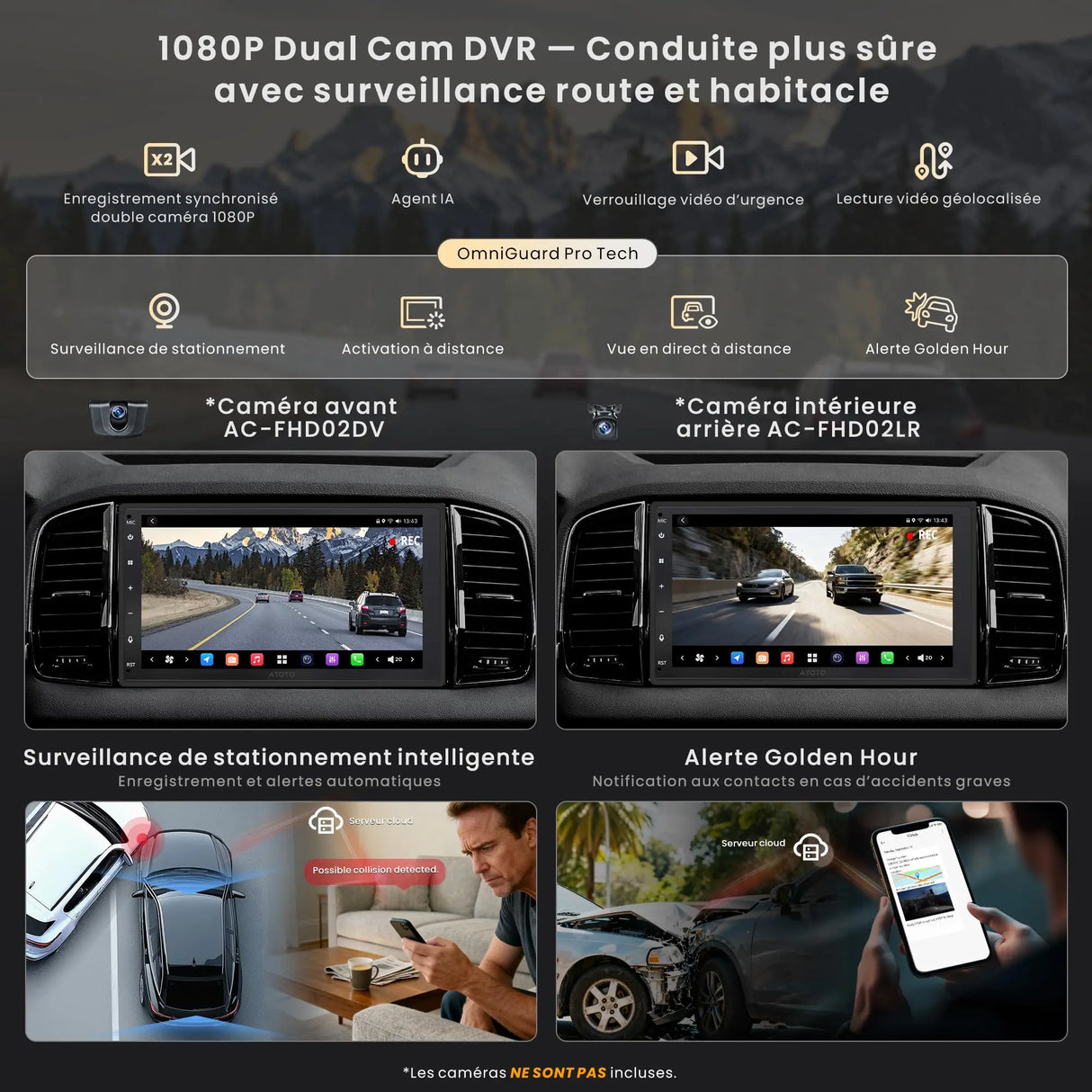 ATOTO X10DG2B7E Autoradio 2 DIN 7 Pouces, QLED, 8+128G, Microphone Double et Entrée Caméra, CarPlay & Android Auto sans fil, 4G LTE, Assistant vocal IA, Suivi GPS, DAB, Bluetooth, LRV, Entrée HDMI
