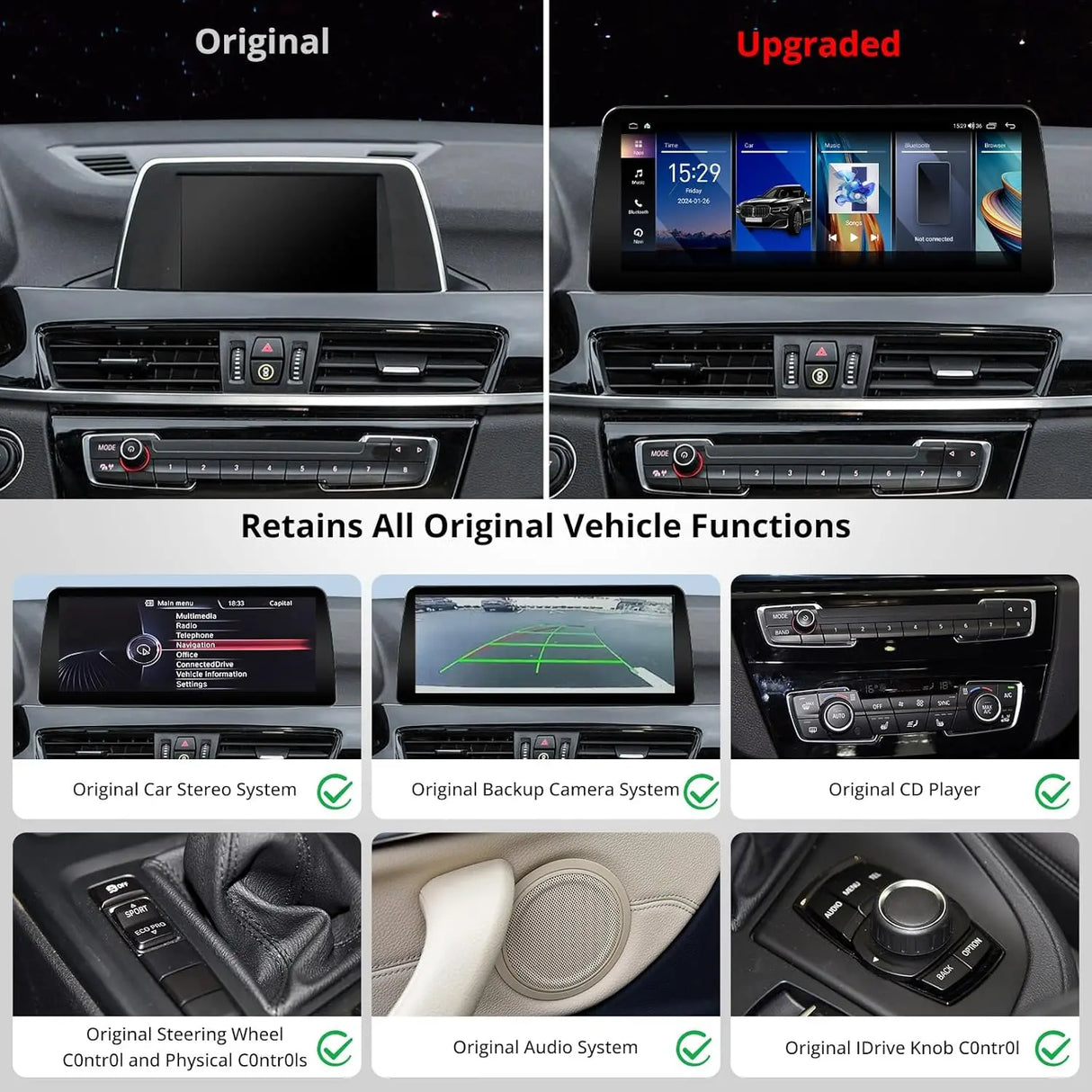 ATOTO S8BMX1512B8PN 12.3" BMW Compatible Car Stereo, Wireless CarPlay & Android Auto, Fits X1 Series F48 2016-2017 NBT System, GPS Tracking, AI DriveChat, Dual Bluetooth, 4G LTE, Retains Original Functions