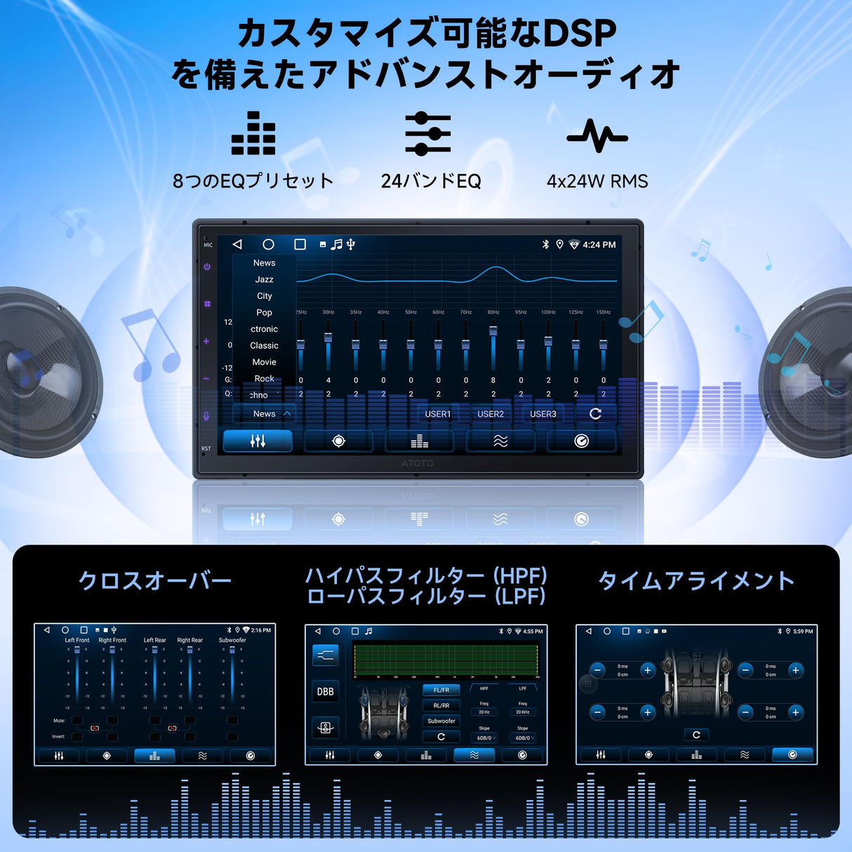 ATOTO A5LG2B7T 7" 2 Din ディスプレイオーディオ Androidナビ、OBD2 車載診断、ワイヤレス CarPlay & Android Auto、AI搭載、24バンドEQ&DSP、Wi-Fi/BT/USB、2G+32G【技適取得済み品】