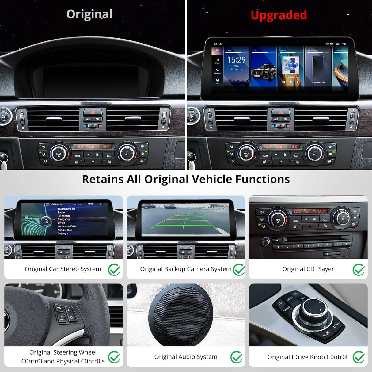 ATOTO S8BM3S412B8PN 12,3" Autoradio Bluetooth, CarPlay, Android Auto, Navigatore, AI, 2 BT, 4G LTE – Compatibile con BMW Serie 3 E90/E91/E92/E93 CIC (2008-2012), Mantiene Funzioni Originali