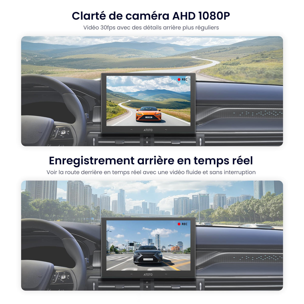ATOTO AC-HN9RRV3 Caméra de Recul AHD 1080p, 134° Grand-Angle, Vision Nocturne Starlight, Boucle Vidéo, Mode Parking, IP67 Étanche, Capteur G, Série V10