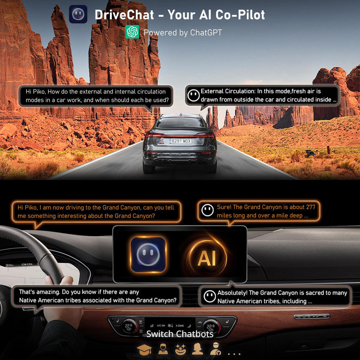 ATOTO S8ADQ54YL12A8PN 12,3" Autoradio Bluetooth, Compatible Audi Q5 B8/B8.5 2009-2016, CarPlay Sans Fil, Android Auto Sans Fil, GPS Intégré, Intelligence Artificielle, Double Bluetooth, Maintient les Fonctions d'Origine, Multimedia Voiture