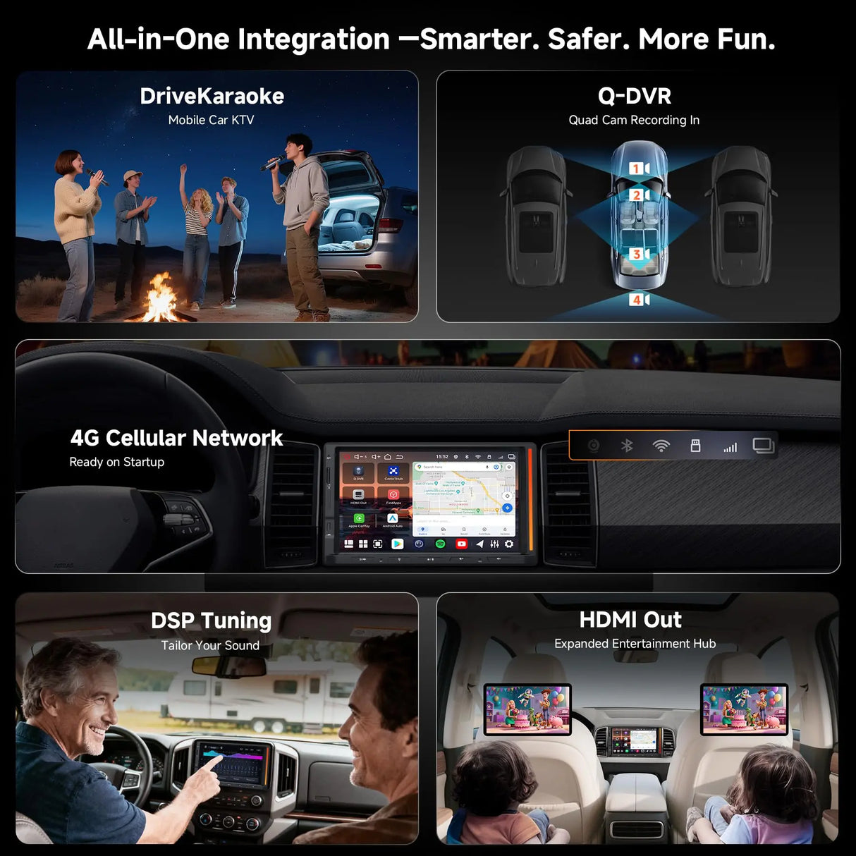 ATOTO V10G2D7OC 7" Double Din Android Car Stereo, Karaoke In-Car Mode, 4-Camera Simultaneous Recording, 4G LTE, aptX HD Bluetooth, DSP 4V RCA Pre-Out, Subwoofer L/R Output, Dual Microphone