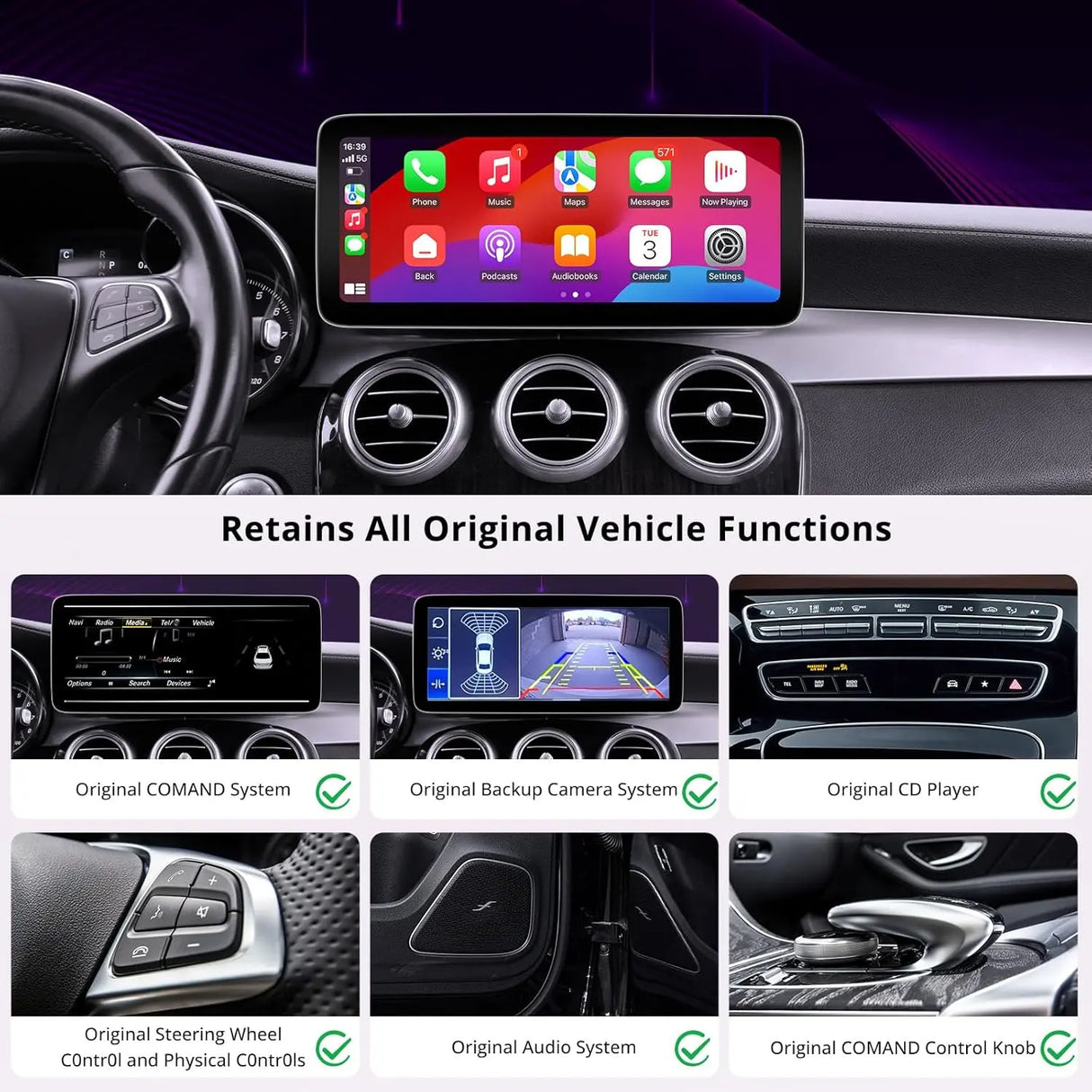 ATOTO S8MBEC5L12C8PN 12,3" Autoradio Bluetooth, Compatibile con Mercedes Benz E W212 NTG4.5/4.7 2014, CarPlay e Android Auto, Navigatore GPS, AI, 2 BT, 4G LTE, Mantiene Tutte le Funzionalità Originali