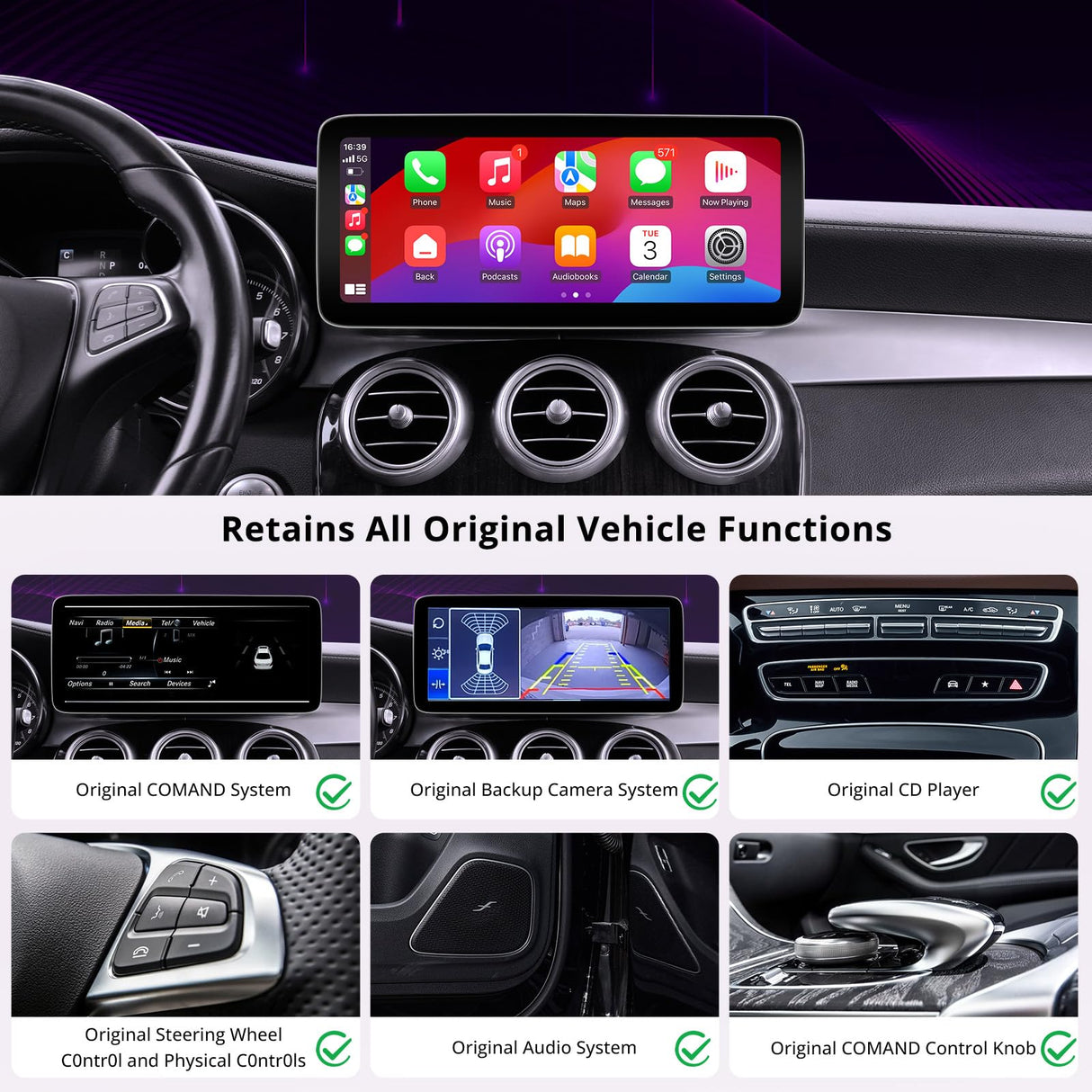 ATOTO S8MBGA412C8PN 12,3" Autoradio Bluetooth, Compatibile con Mercedes Benz A W176 / GLA X156 NTG4.5/4.7 2013-2015, CarPlay e Android Auto, Navigatore GPS, AI, 4G LTE, Mantiene Tutte le Funzionalità Originali