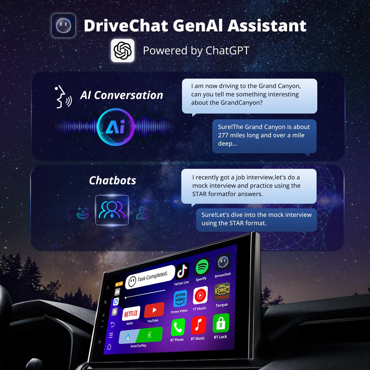 ATOTO AD5 Wireless CarPlay/Wireless Android Auto AI Box, Plug & Play, Smart AI Dongle Power by ChatGPT, Wireless CarPlay Adapter with Dual WiFi, Support 256 GB TF Card