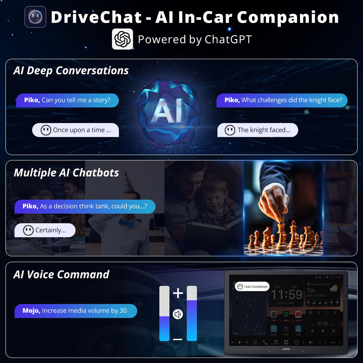 ATOTO X10G129E 12,9" Radio 1 DIN con Pantalla Flotante QLED, 8+128GB, 4G LTE, CarPlay y Android Auto Inalámbricos, Doble Teléfono, Doble Bluetooth, 36B-EQ, SCVC y Asistente de Voz AI
