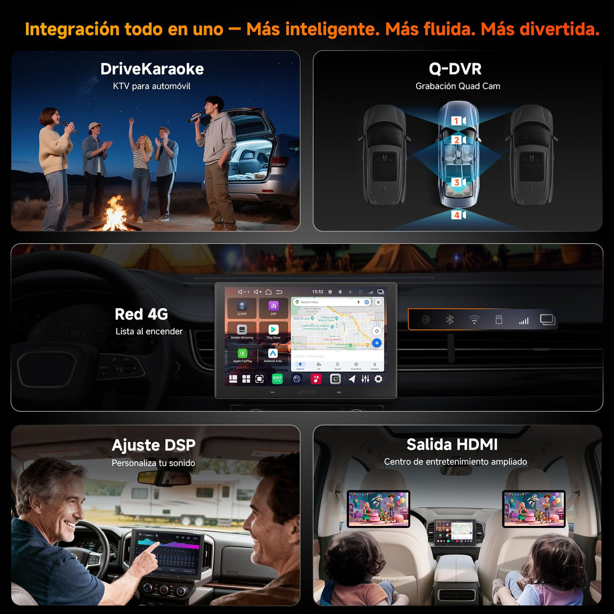 ATOTO V10G211OC 10 Pulgadas Android Radio Coche 2DIN, 6GB+128GB, Bluetooth 5.4/Wi-Fi, CarPlay y Android Auto inalámbricos
