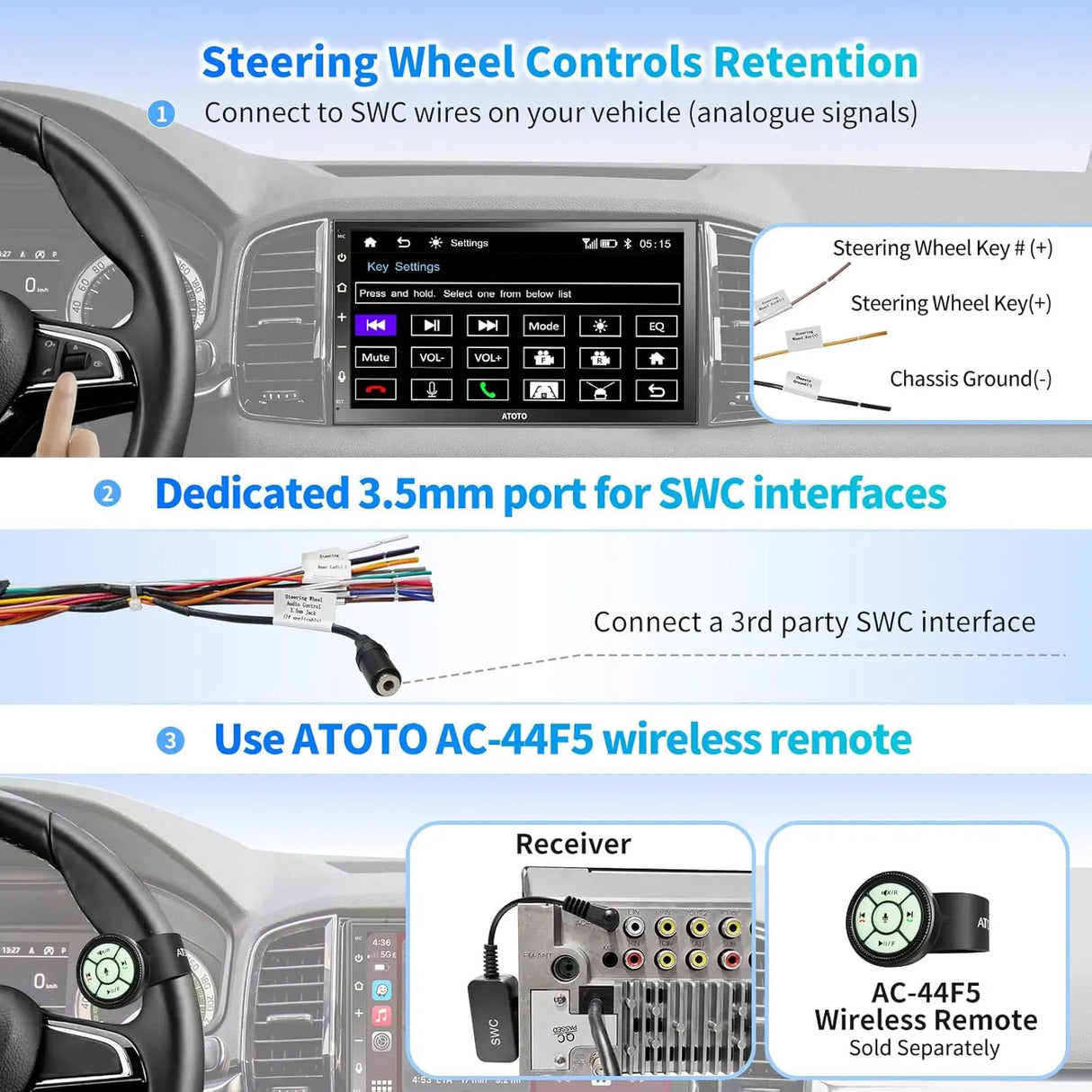 ATOTO F7G2B7WE 7" Double Din Head Unit with Wireless CarPlay & Android Auto, HD Touchscreen, Bluetooth, GPS Navigation, FM/AM, MirrorLink, HD Live Rearview, Voice Control