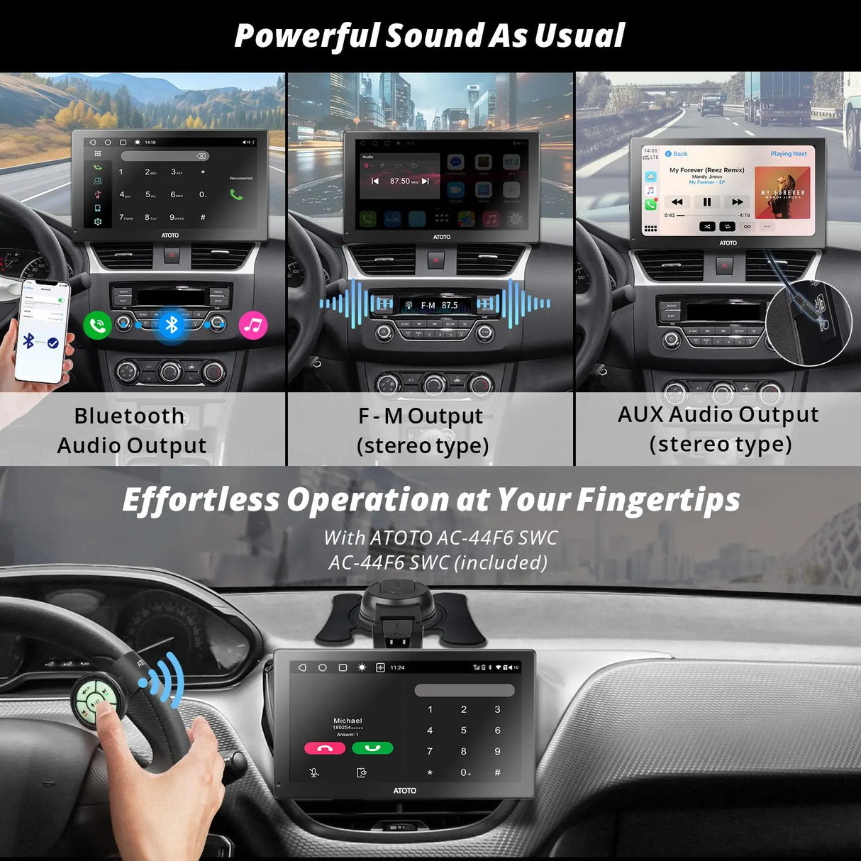 ATOTO GPS per Auto, Autoradio Portatile Android 7" QLED, CarPlay Wireless, Android Auto Wireless, Mirror Link, Doppio Bluetooth, WiFi, USB, Porta HDMI, 2+32GB, Tracciamento GPS