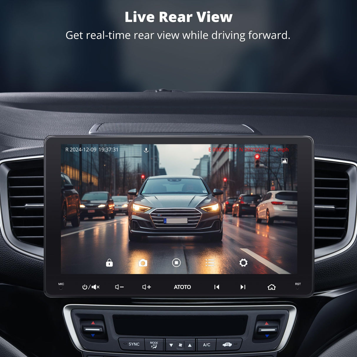 ATOTO AC-RCR04W Rückfahrkamera 1080P, HDR, 145° Weitwinkel, Live-Ansicht, IP67 Wasserdicht, Gegenlichtkompensation, Verstärkungsregelung, Kompatibel mit S8 UN/PN/MS (Echtzeitansicht für S8 MS/PN)