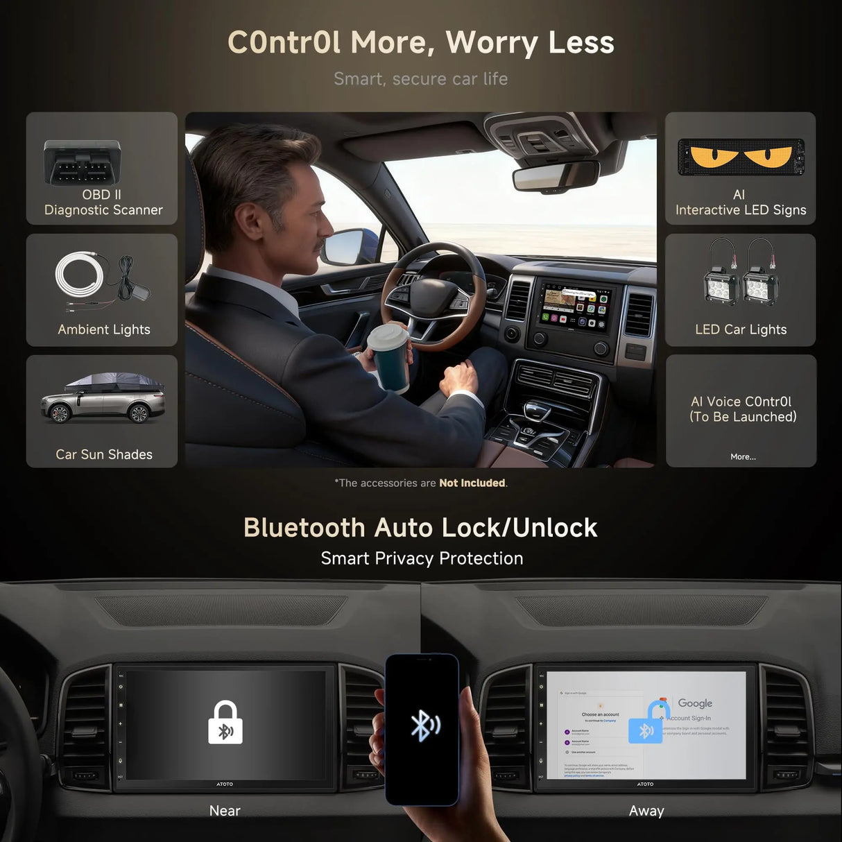 ATOTO S8G2C74MS 7" Android 11 ChatGPT Double Din Car Stereo Wireless CarPlay & Android Auto S8 Gen3 Octa-Core 4G RAM+32G ROM LTE/WiFi Dual BT DSP Front Camera GPS Tracking