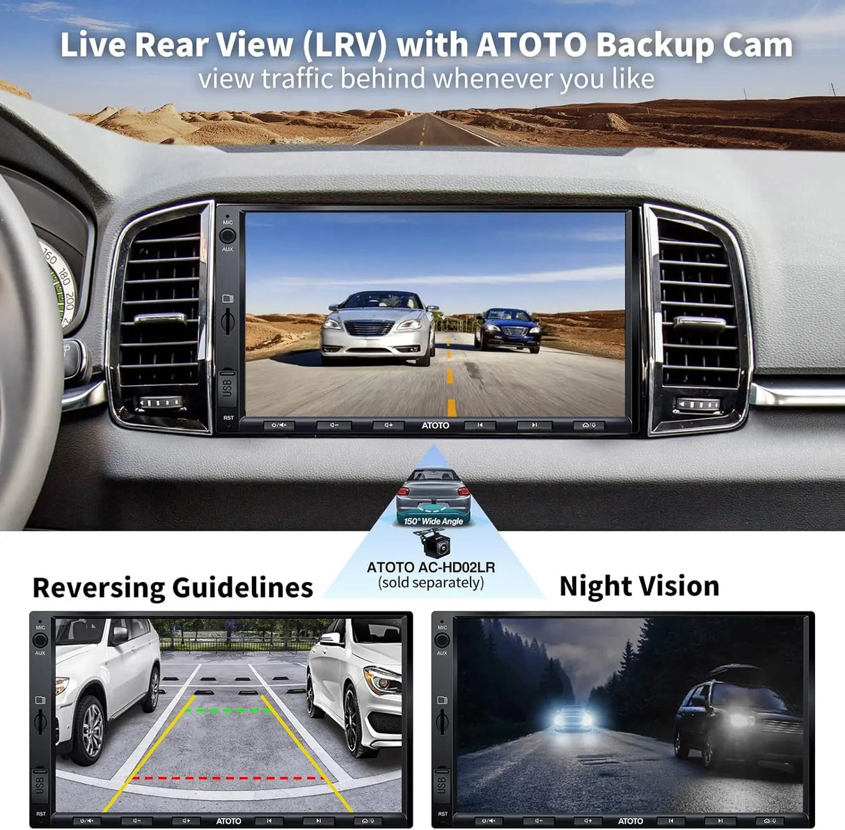 ATOTO F7G2A7WE Autoradio 2 DIN 7" – Schermo Tattile, Bluetooth, Mirror Link, Vista Posteriore in Diretta, CarPlay e Android Auto Wireless, Ricarica Rapida