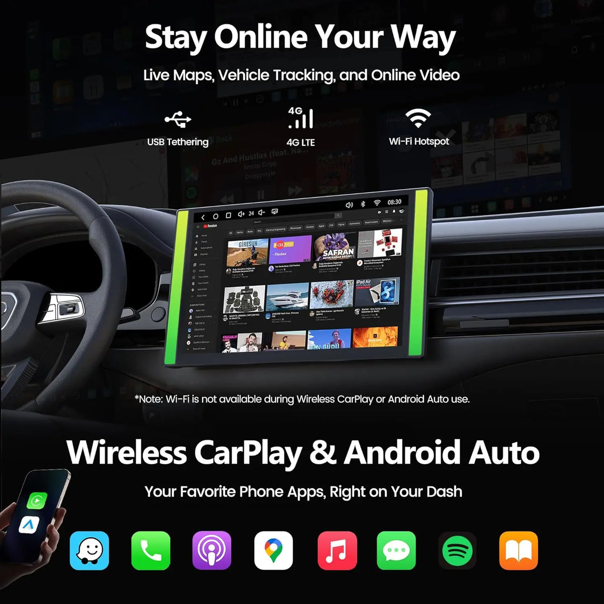 ATOTO A7G225PKL 12.5” Android Double DIN Car Stereo, Wireless CarPlay & Android Auto, AI Driving Alert & Geolocation Awareness, Car Location Tracking, 4G LTE, Parking Guard, Hi-Fi DSP 4V Pre-Out, EdgeFit Design