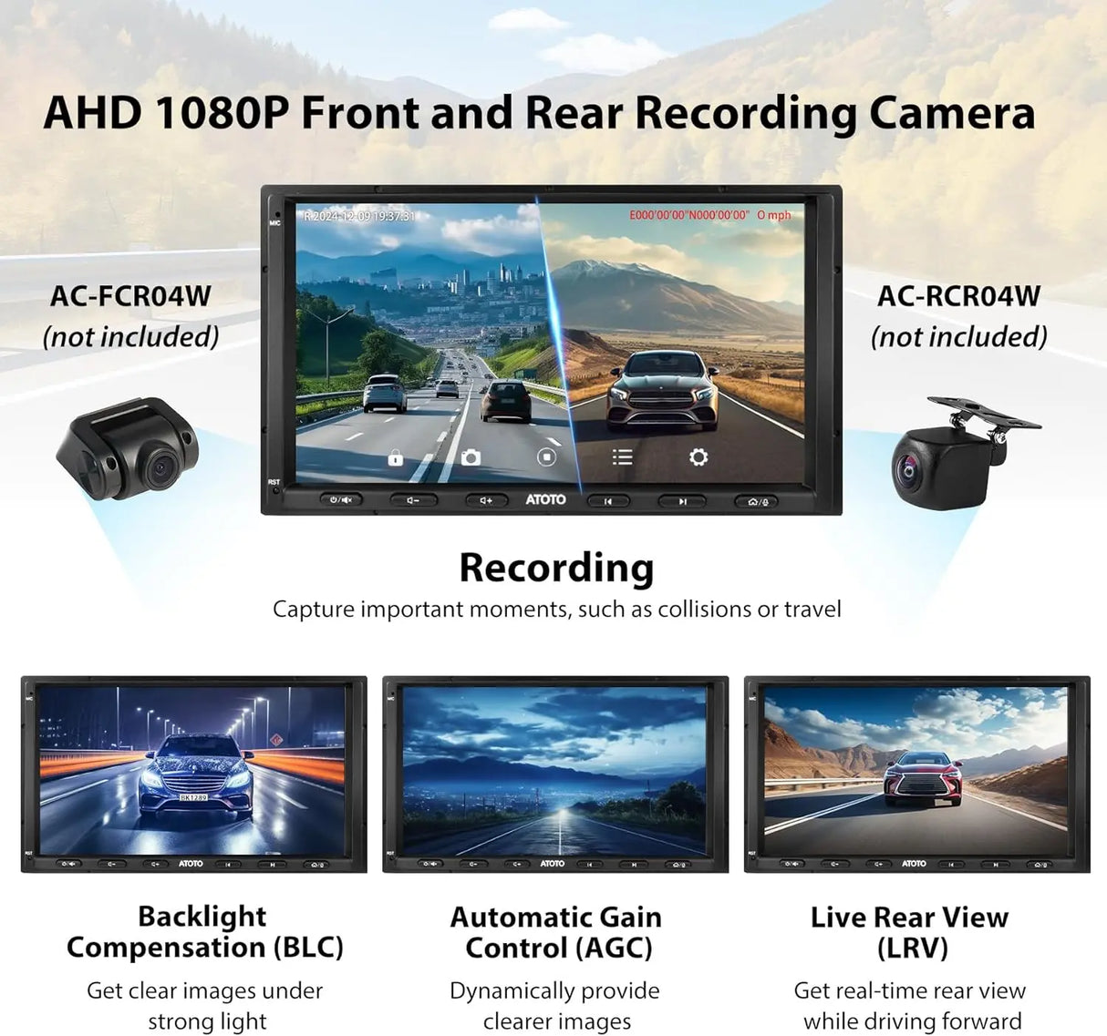 ATOTO S8G2A74MS 7" Double Din Car Stereo, QLED Touchscreen, Wireless CarPlay & Android Auto, 4+32G, Built-in 4G LTE, Dual Bluetooth, Split-Screen Display, WiFi/BT/USB Tethering, GPS Tracking, HD Live Rear View & SCVC