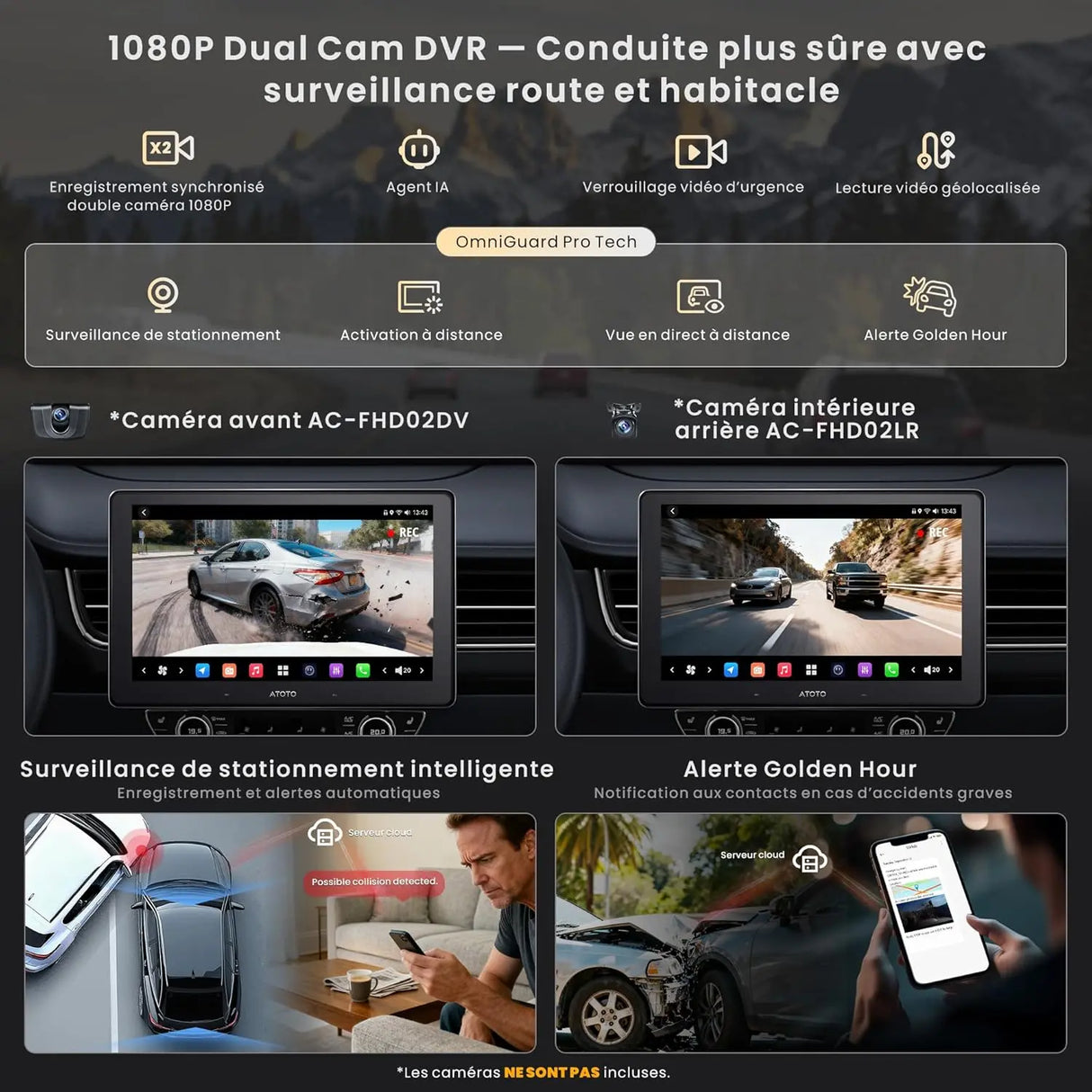 ATOTO X10DG2B7E Autoradio 2 DIN 7 Pouces, QLED, 8+128G, Microphone Double et Entrée Caméra, CarPlay & Android Auto sans fil, 4G LTE, Assistant vocal IA, Suivi GPS, DAB, Bluetooth, LRV, Entrée HDMI