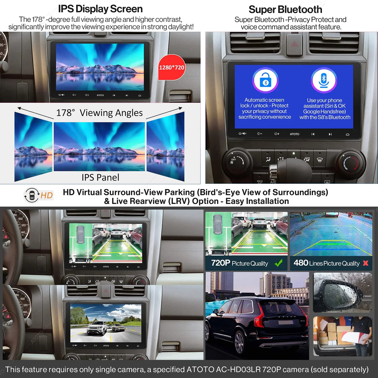 ATOTO S8 Lite 10.1inch Double Din Android Car Stereo Receiver, Compatible with Wireless Apple CarPlay & Android Auto, Dual Bluetooth, WiFi/BT/USB Tethering Internet, LRV, 2G+32G, S8G2113LT