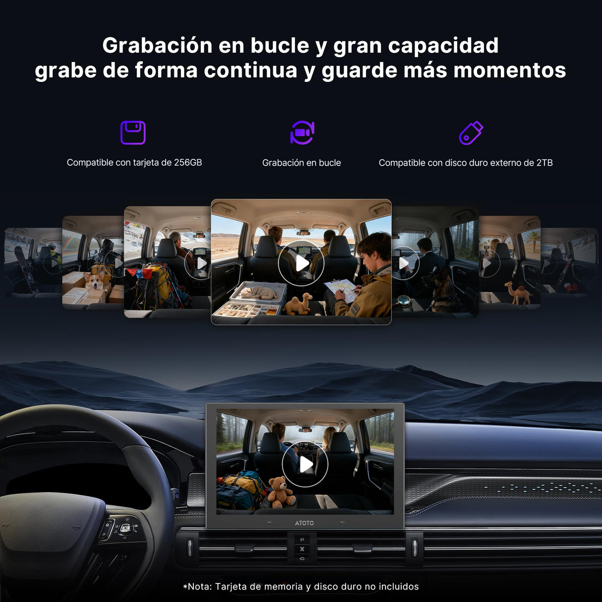 ATOTO AC-HN9CBV2 Cámara Interior Frontal AHD 1080p 30fps, Visión Nocturna Starlight, Gran Angular 135°, Bucle, Parking Mode, Compatible Solo Serie V10