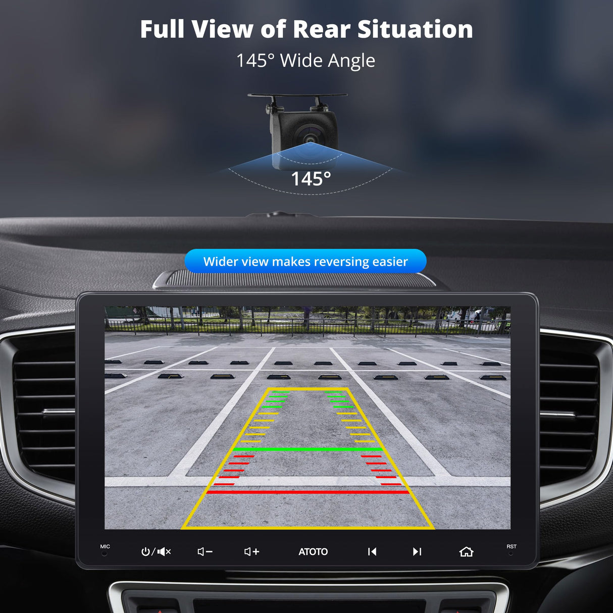 ATOTO AC-RCR04W Rückfahrkamera 1080P, HDR, 145° Weitwinkel, Live-Ansicht, IP67 Wasserdicht, Gegenlichtkompensation, Verstärkungsregelung, Kompatibel mit S8 UN/PN/MS (Echtzeitansicht für S8 MS/PN)