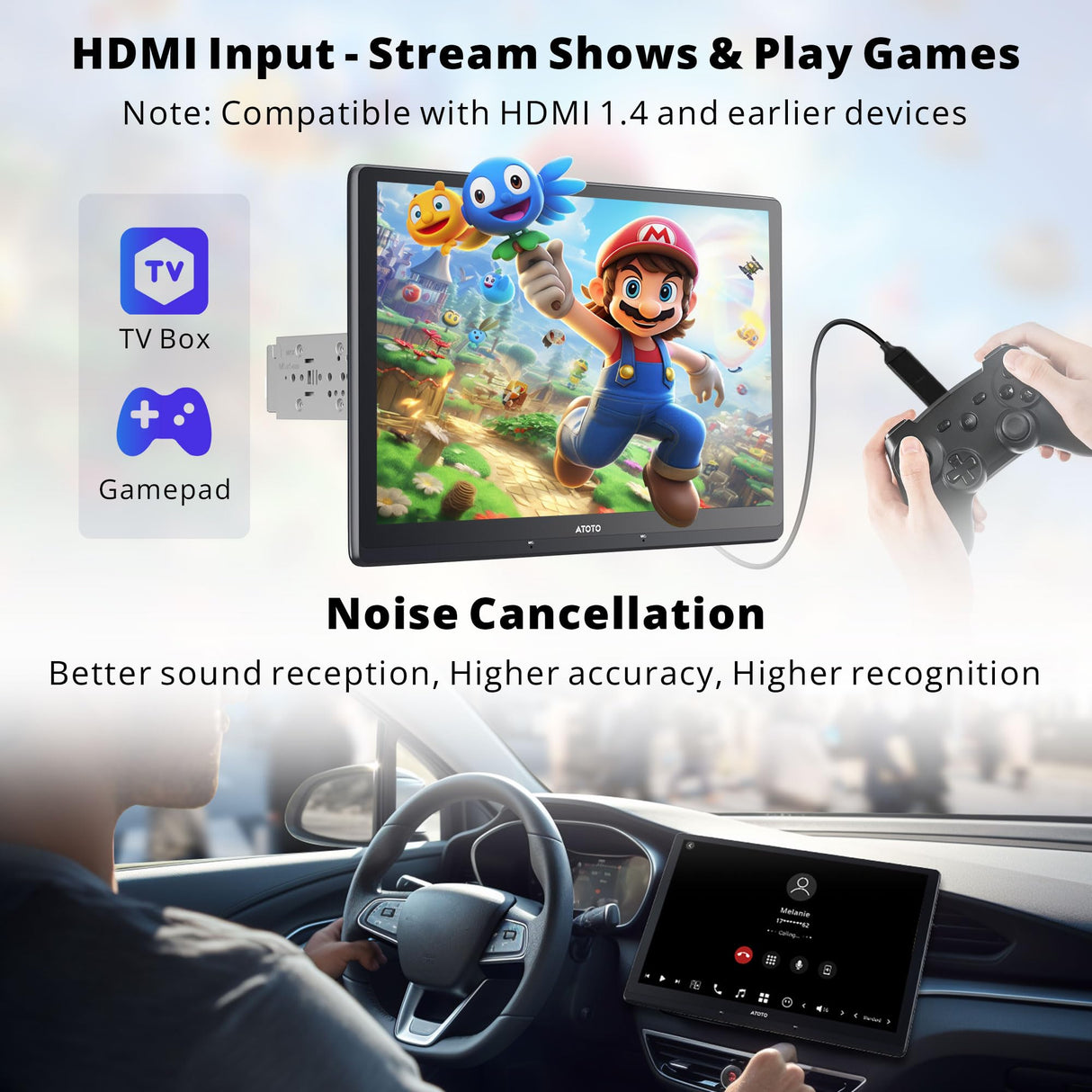 ATOTO X10G129E 12,9" Radio 1 DIN con Pantalla Flotante QLED, 8+128GB, 4G LTE, CarPlay y Android Auto Inalámbricos, Doble Teléfono, Doble Bluetooth, 36B-EQ, SCVC y Asistente de Voz AI