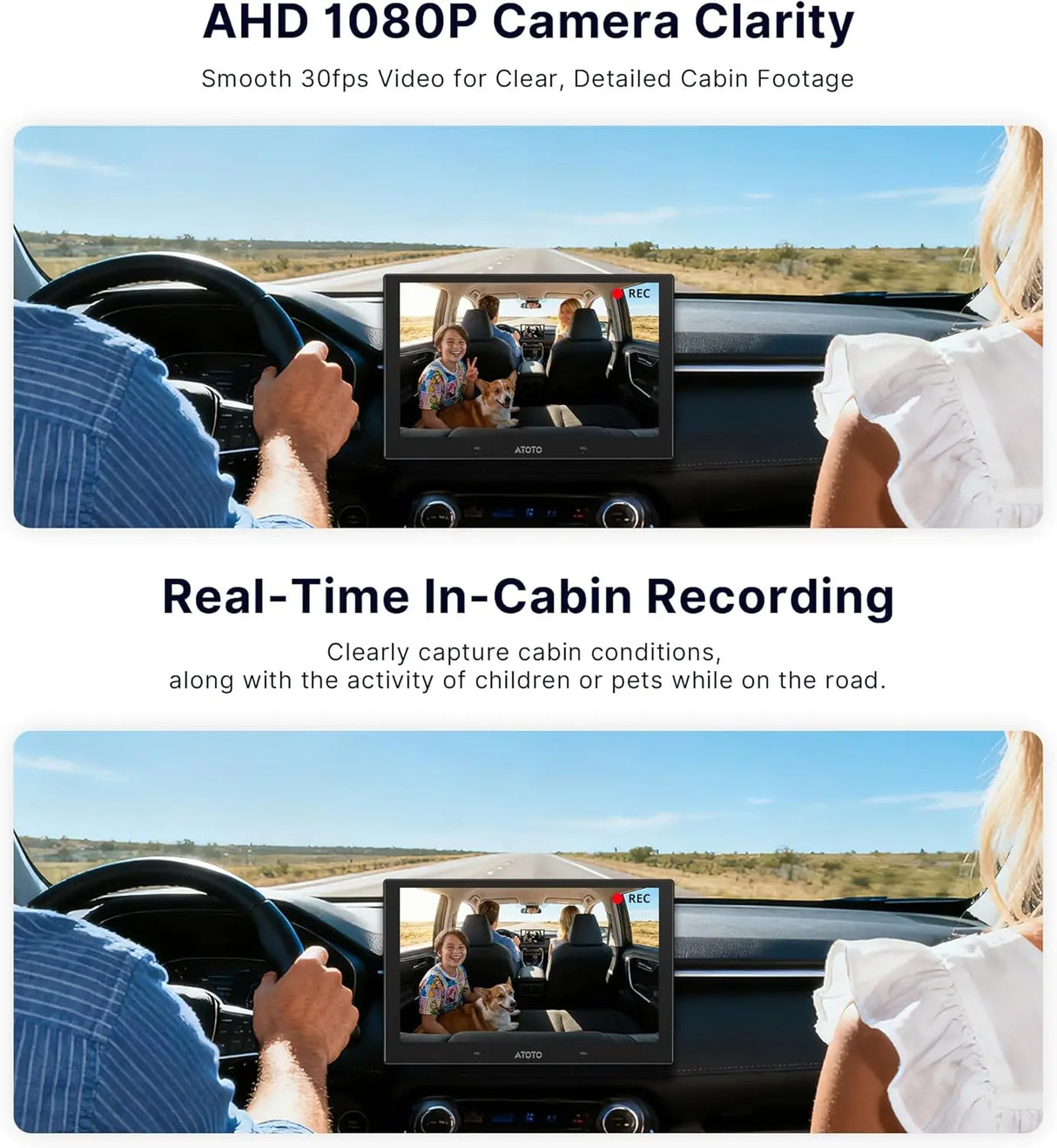 ATOTO AC-HN9CBV1 In-Cabin Camera, Rearward-Facing (Front Cabin Mount), AHD 1080p 30fps, Starlight Night Vision, 135° Wide-Angle, Loop Recording, Parking Mode – Only for V10 Series