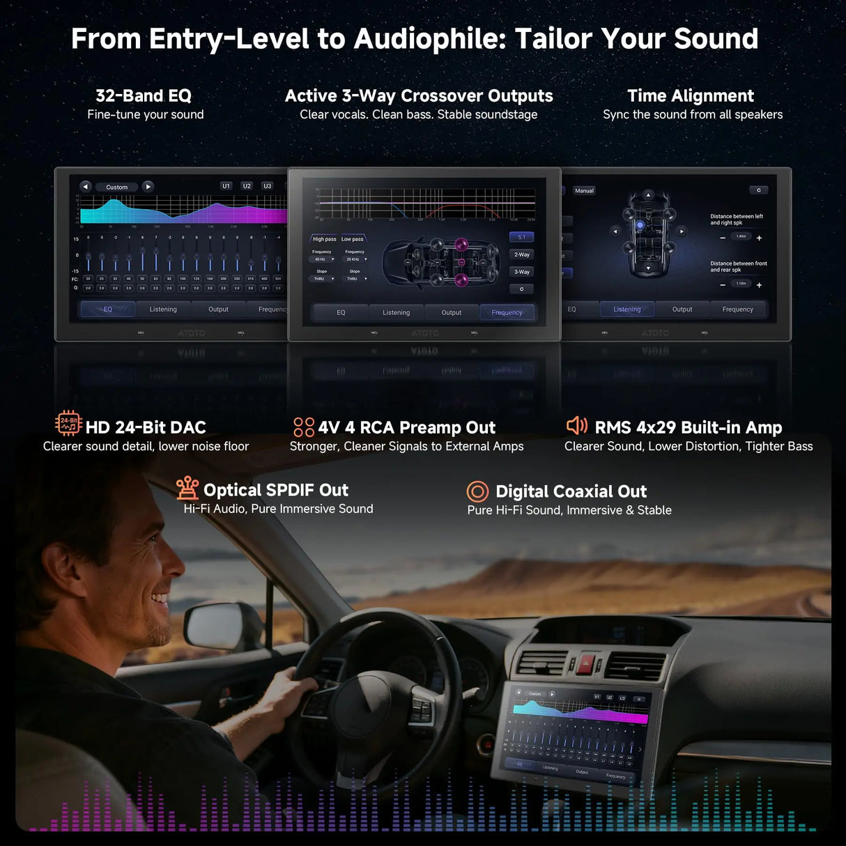 ATOTO V10G211OC-S04 10” QLED Android Double DIN Car Stereo, Wireless CarPlay & Android Auto, Includes Front Dash Cam & Backup Camera, Car Karaoke, Pro DSP 4V Pre-Out, HDMI Out, aptX HD Bluetooth, 4G LTE