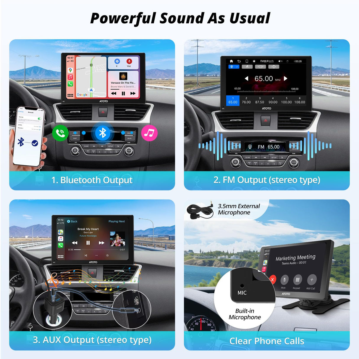 ATOTO P507SD 7″ Portable CarPlay Screen with Dual Cameras – QLED Glare-Suppressing Touchscreen, GPS Navigation, Wireless CarPlay & Android Auto, Remote Control, Bluetooth & AUX/FM