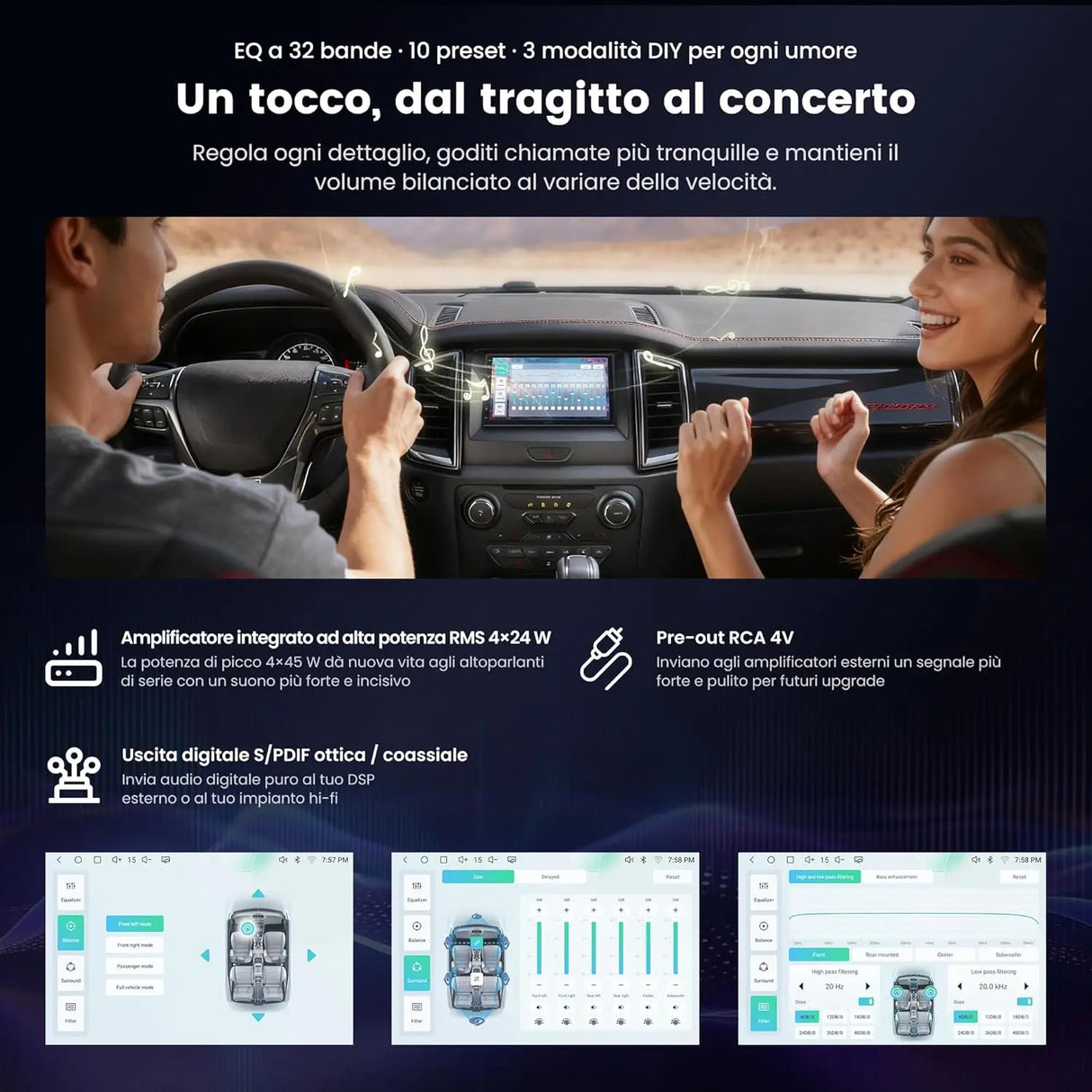ATOTO A7G2B7PKL-S04 Autoradio 2 DIN Android 7" QLED, 4G LTE Integrato, Wireless CarPlay & Android Auto, DSP Hi-Fi con Uscita Ottica e 4V Pre-Out, SCVC, AI DriveChat, Tethering WiFi/USB, OBD2 Incluso