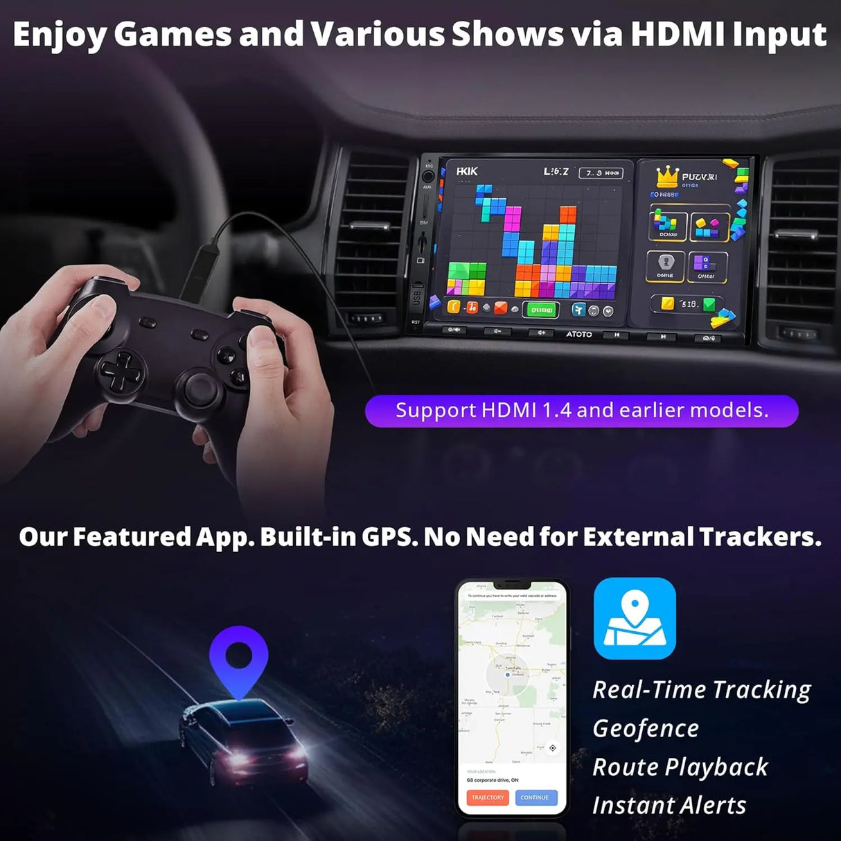 ATOTO X10G2A7E 7" Double Din Car Stereo, QLED Touchscreen CarPlay & Android Auto, Support HDMI& Dual Bluetooth, 4G LTE & WiFi, GPS Navigation