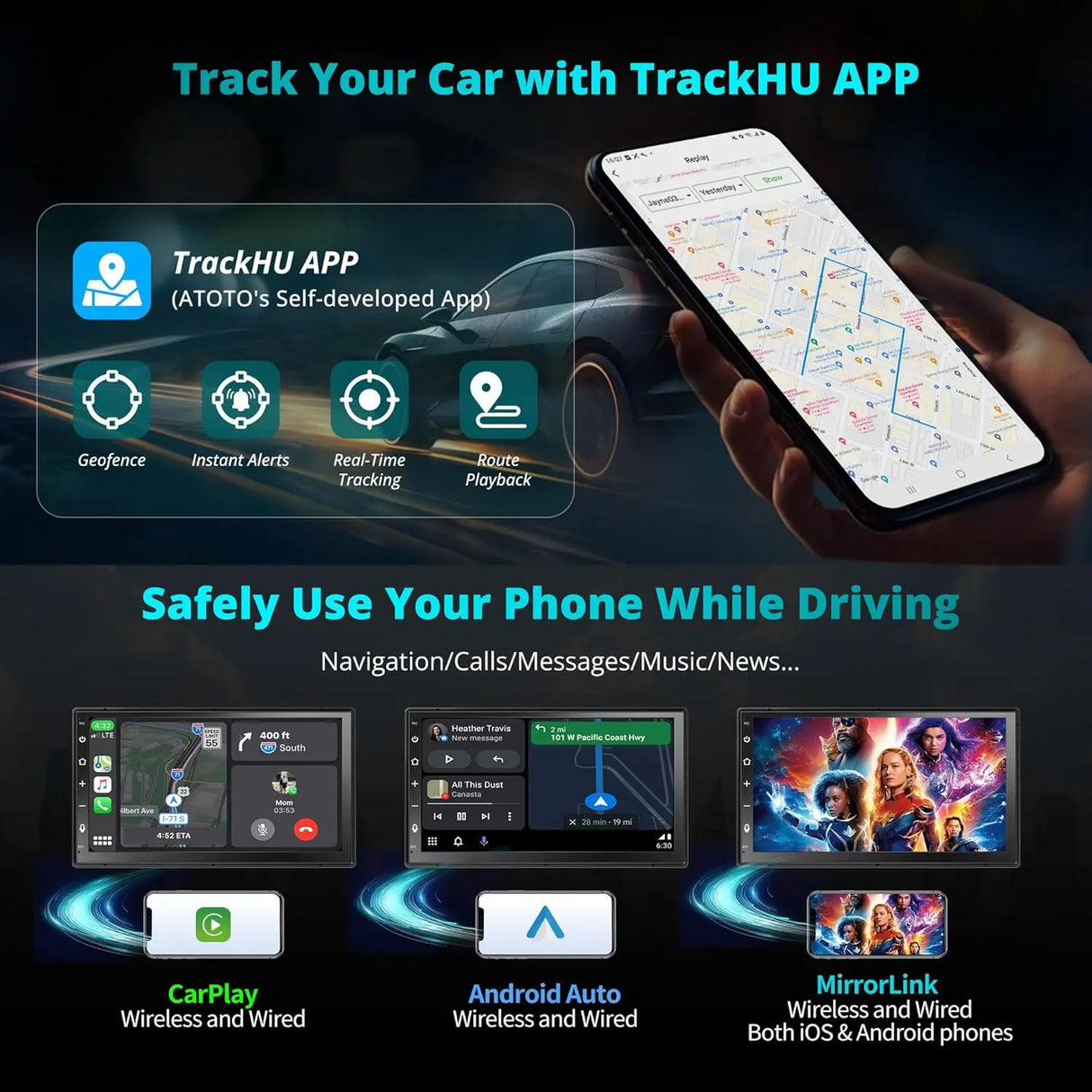 ATOTO A6G2B7PL 7" Autoradio 2 Din – QLED Touchscreen, 4G LTE, 4GB+64GB, DAB+ Radio RevcarX, Wireless CarPlay e Android Auto, 8 Core, 36EQ DSP, Tethering WiFi/BT/USB