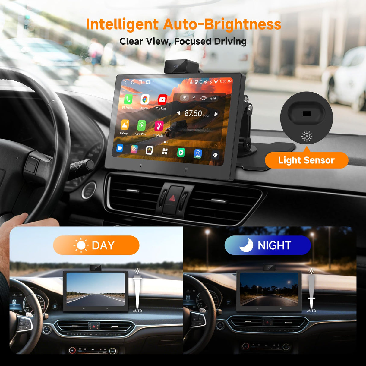 ATOTO P609S1N 9" Portable CarPlay Screen – Wireless CarPlay & Android Auto Touchscreen with Dash Cam, Bluetooth, GPS Navigation, Voice Control & Music Player, Plug & Play Car Stereo (P6 Standard DashCam)