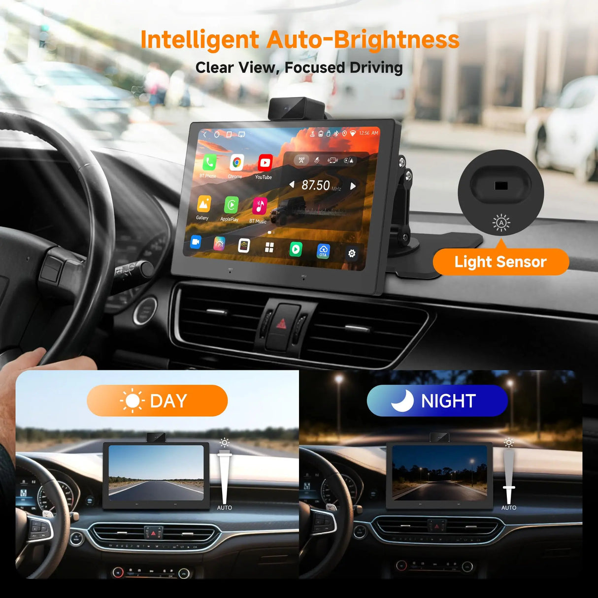 ATOTO P609S1N 9" Portable CarPlay Screen – Wireless CarPlay & Android Auto Touchscreen with Dash Cam, Bluetooth, GPS Navigation, Voice Control & Music Player, Plug & Play Car Stereo (P6 Standard DashCam)