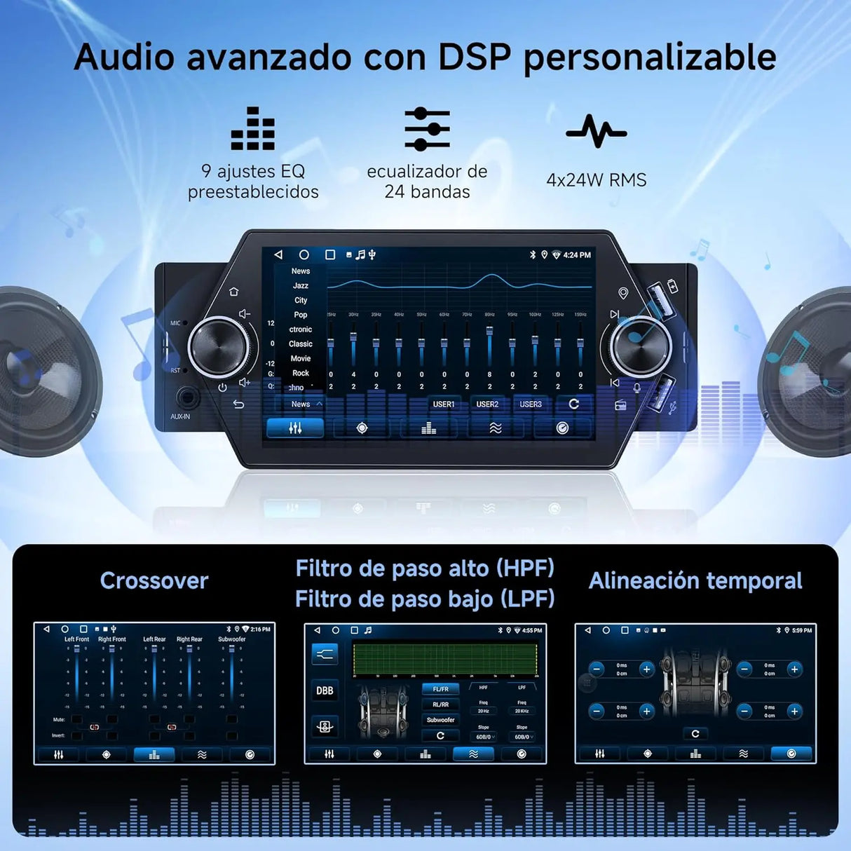 ATOTO A5LG1A5T 5" Android Radio Coche 1 DIN con CarPlay y Android Auto inalámbrico, Touchscreen, WiFi/BT/USB, FM/AM/RDS, MirrorLink, GPS, LRV