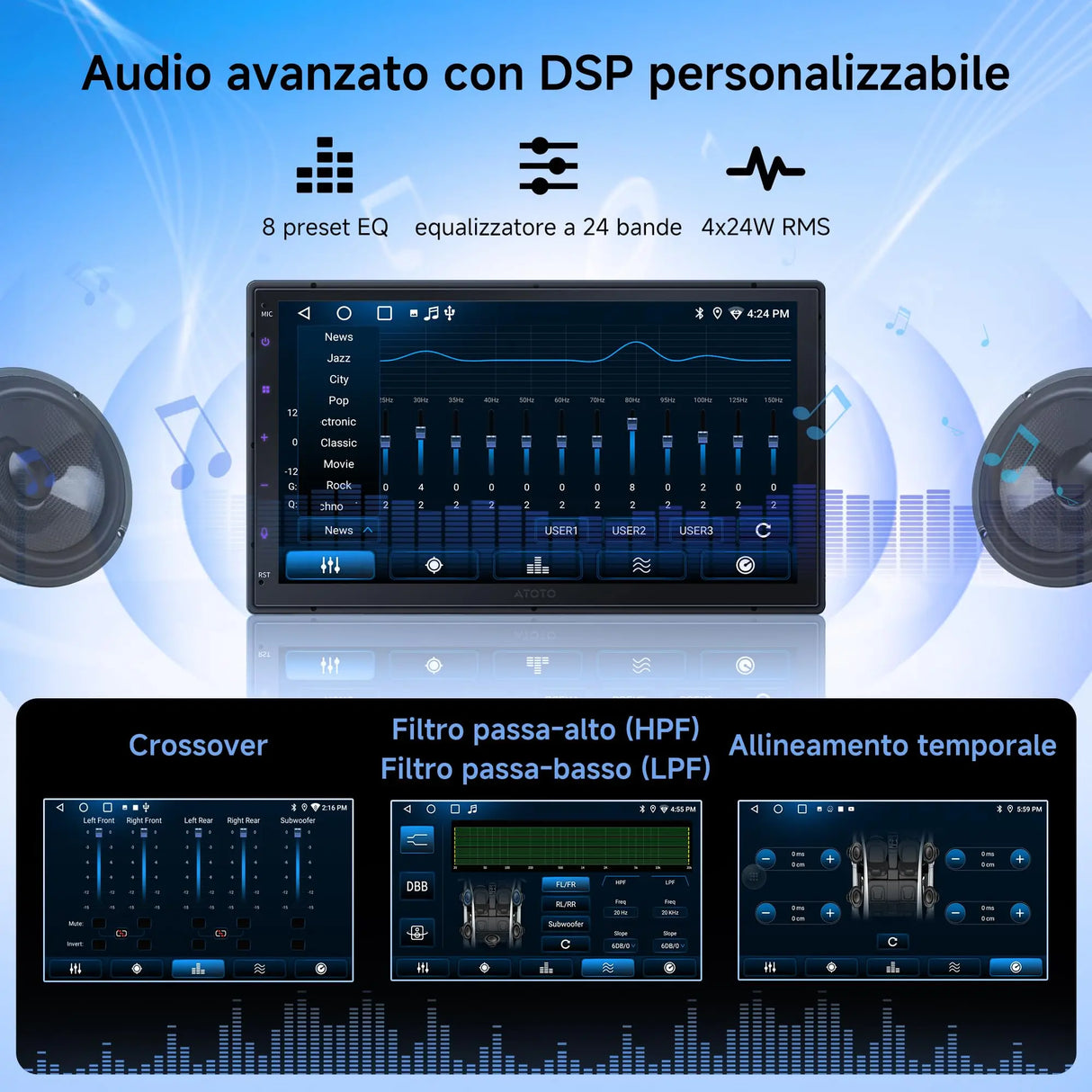 ATOTO A5LG2B7T 7" Autoradio 2 Din Android con CarPlay & Android Auto Senza Fili, OBD2 Bluetooth, GPS Navigatore, Wi-Fi/USB/FM/AM/RDS, Chat-AI, 2G+32G