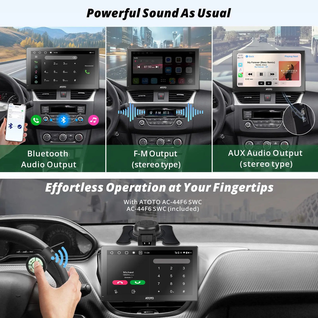 ATOTO Estéreo De Coche Portátil Android De 7 Pulgadas QLED, CarPlay Y Android Auto inAlámbrico De 2+32GB, Mirror Link, Seguimiento GPS, Bluetooth Dual, WiFi, USB, Bluetooth, Puerto HDMI, P907SD