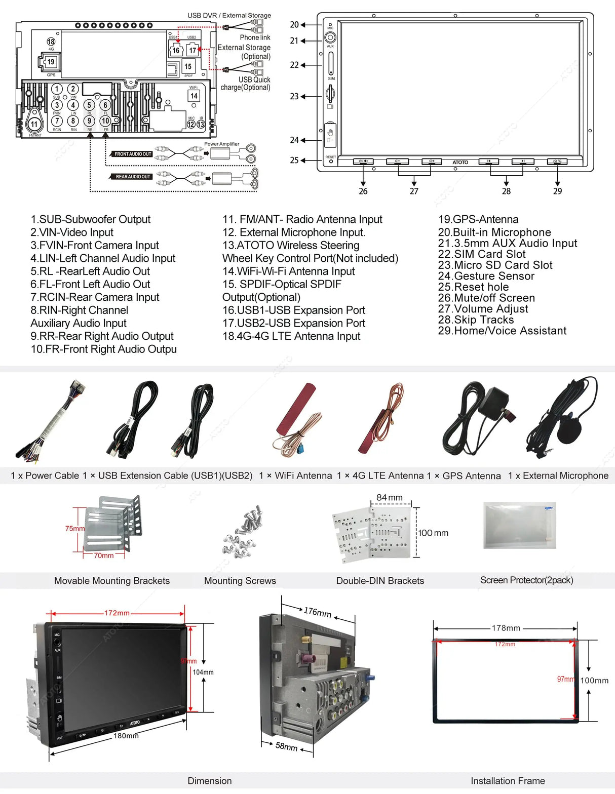 ATOTO S8G2A78UL Ultra 7" Double Din Car Stereo in-Dash Navigation, Gesture Operation, VSV&LRV, Built-in 4G Cellular Modem, Dual BT,4G+64G