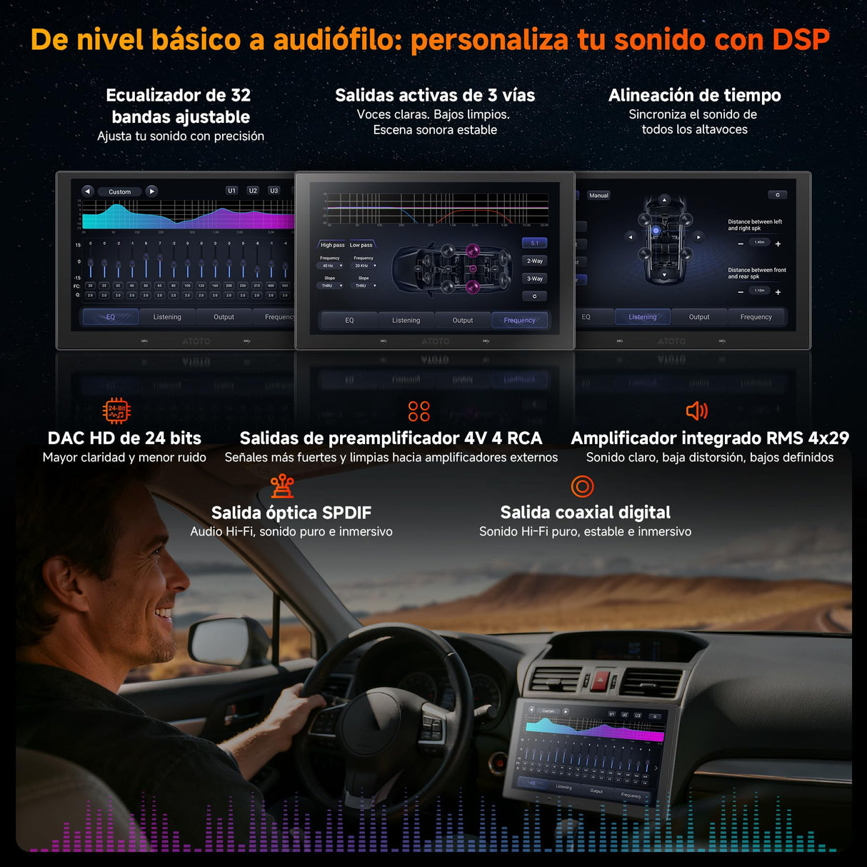 ATOTO V10G211OC 10 Pulgadas Android Radio Coche 2DIN, 6GB+128GB, Bluetooth 5.4/Wi-Fi, CarPlay y Android Auto inalámbricos
