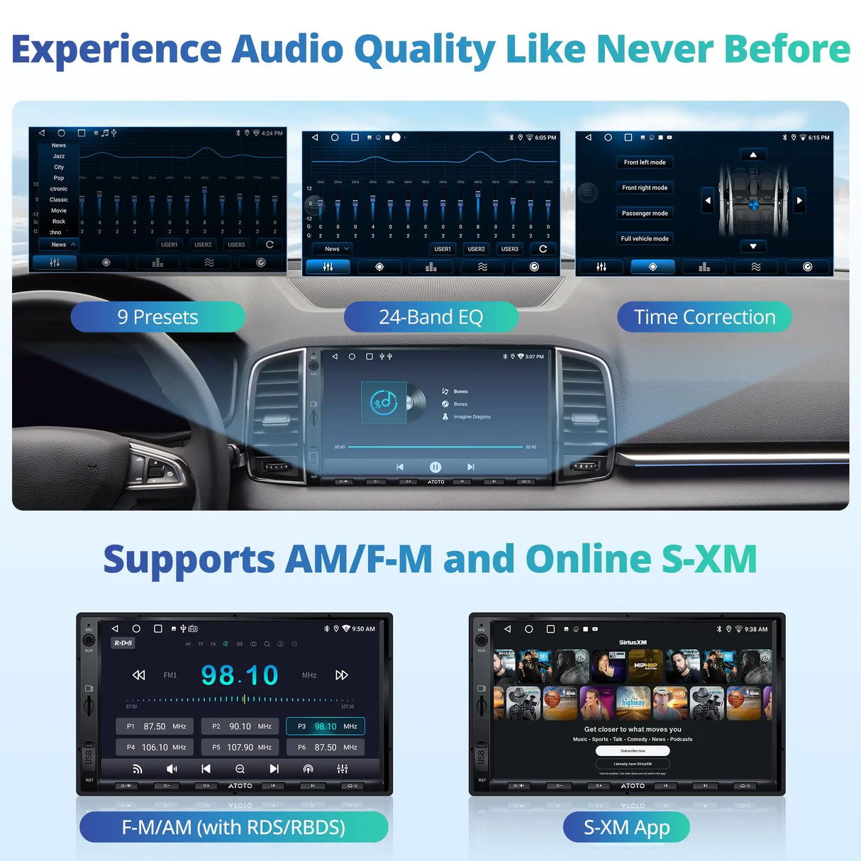 ATOTONA Android Double Din Car Stereo & Backup Camera, Wireless CarPlay&Android Auto 7-Inch Touchscreen, OBD2 Scanner, GPS Navigation, MirrorLink, WiFi/USB/Bluetooth, 2G+32G, Built-in DSP, FM/AM/TF