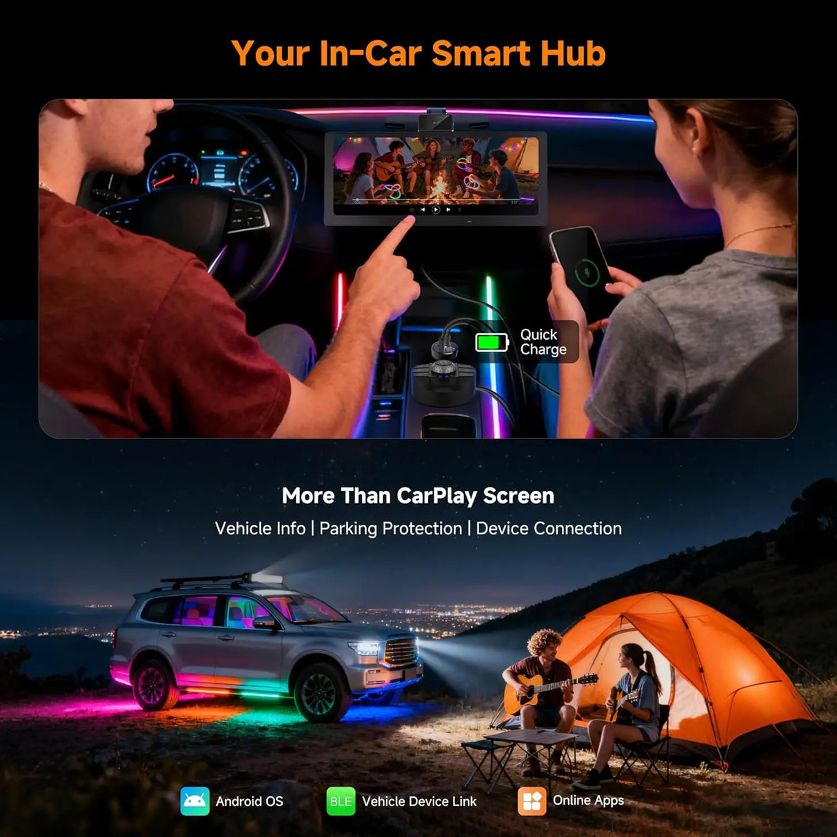 ATOTO P625S1N 10.25" Portable CarPlay Screen – Wireless CarPlay & Android Auto Car Stereo with Front & Cabin DVR Cameras, G-Sensor, WiFi/USB Tethering, Bluetooth, MirrorLink, GPS