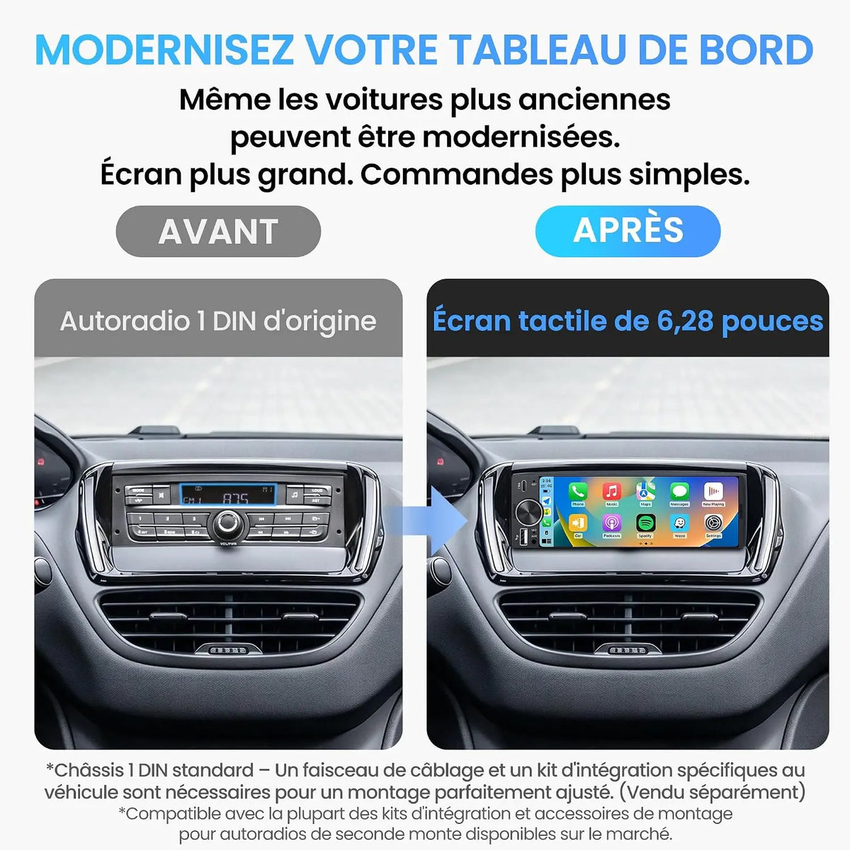 ATOTO F7WE Autoradio 1 DIN 6.28 Pouces avec CarPlay sans Fil & Android Auto