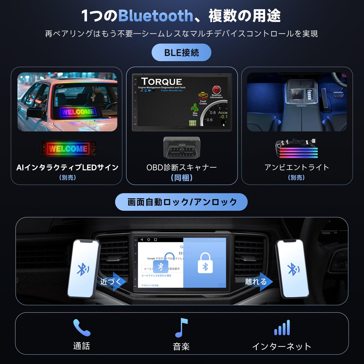 ATOTO A5LG2B7T 7" 2 Din ディスプレイオーディオ Androidナビ、OBD2 車載診断、ワイヤレス CarPlay & Android Auto、AI搭載、24バンドEQ&DSP、Wi-Fi/BT/USB、2G+32G【技適取得済み品】