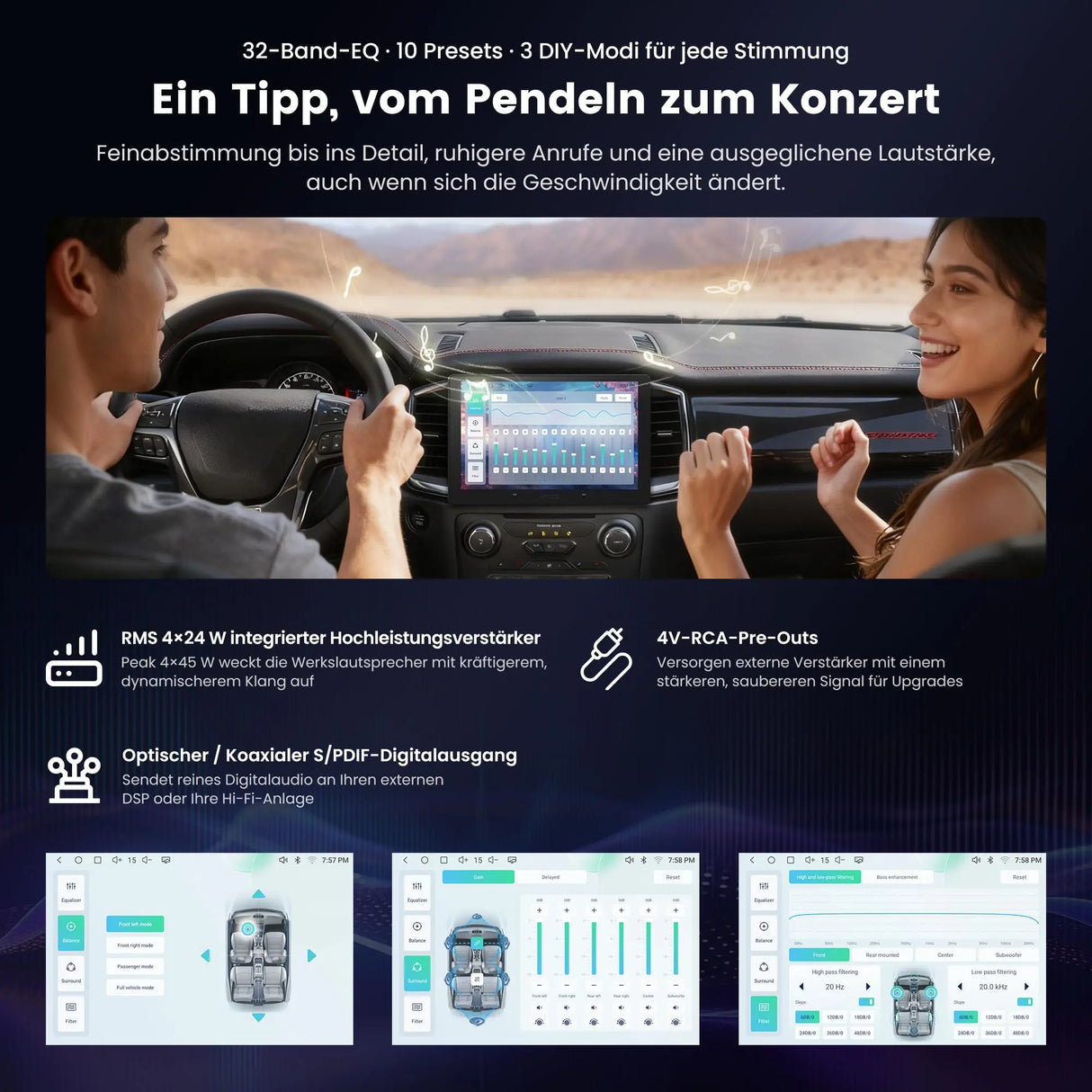 ATOTO S84G211P-S01 10.1 Zoll QLED Android Doppel-DIN Autoradio, kabelloses CarPlay und Android Auto, 4G LTE, WiFi/USB-Tethering, Hi-Fi DSP mit 4V Vorverstärkerausgang, mit Rückfahrkamera, 4G+64G