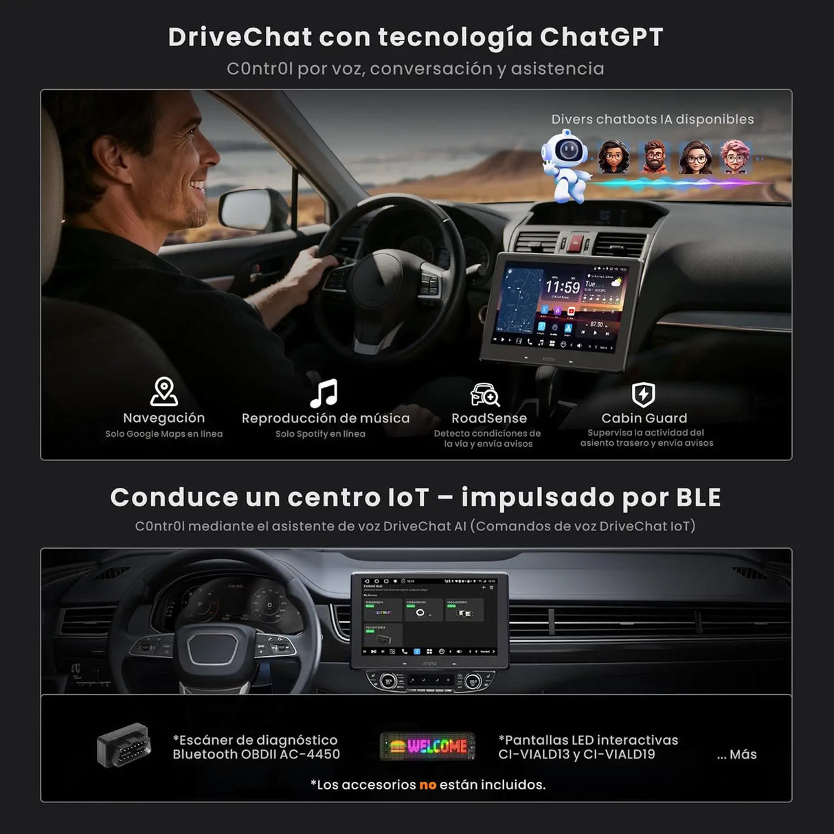 ATOTO X10G209E Autoradio Double Din 9 Pulgadas X10 – Entrada Cámara Delante y Detrás 1080P, Pantalla Táctil QLED, 8GB+128GB, CarPlay Inalámbrico, Android Auto, 4G LTE, Wi-Fi, Bluetooth, DSP, AMP, Subwoofer, GPS
