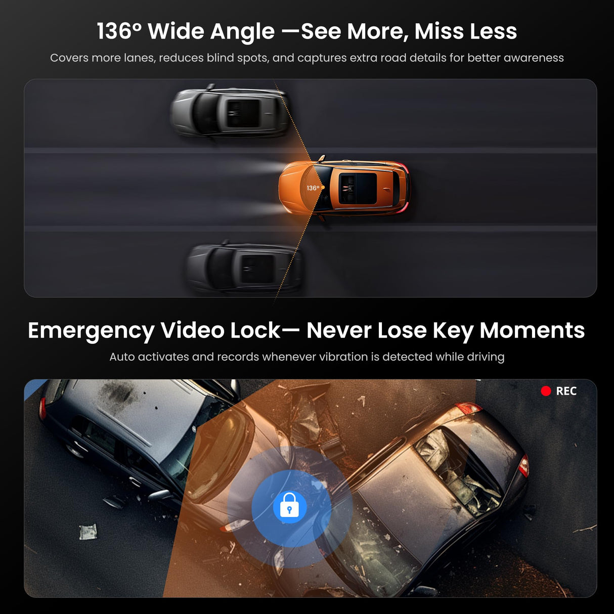 ATOTO AC-HN9FR AHD 1080p Front Dash Camera, 30fps, Starlight Night Vision, WDR, 136° Wide-Angle, G-Sensor, Parking Mode, Loop Recording, GPS Track Playback – Only for V10 Series