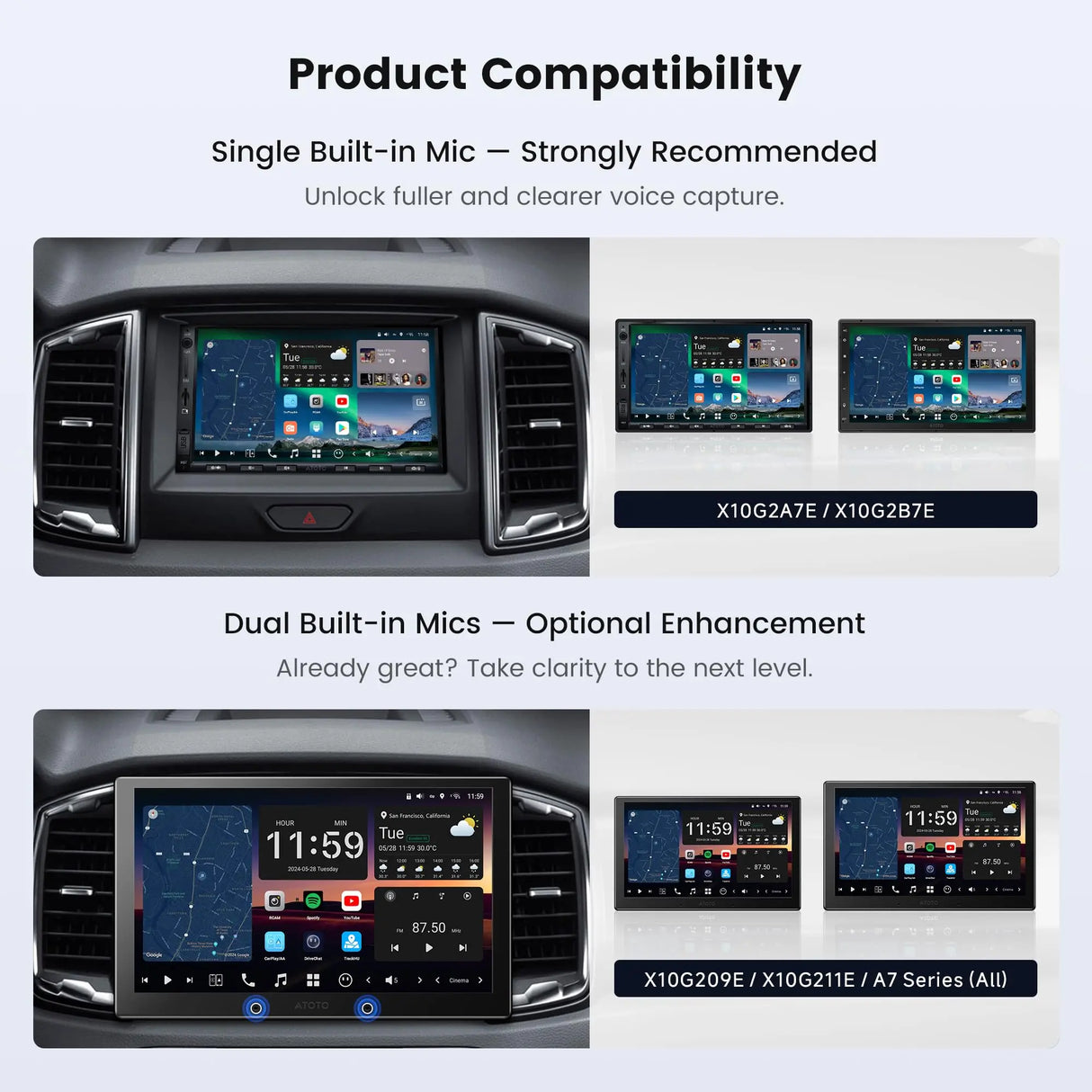 ATOTO AC-MIC20 Car Mic - Noise Cancelling, Clear Voice Commands, Silicone Design, for X10 Series Only