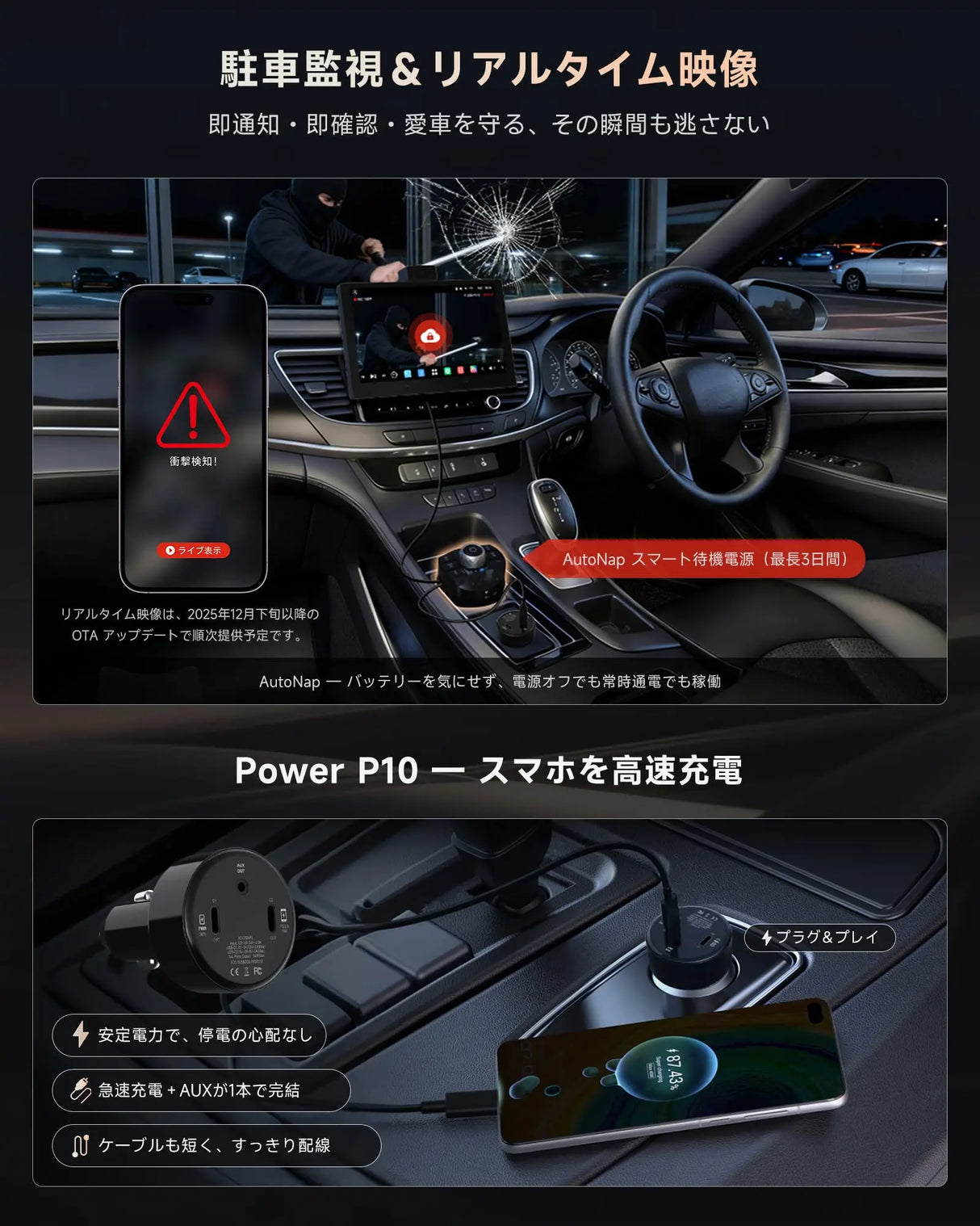 ATOTO P1009M2M 9インチ QLED ポータブル Androidナビ|ワイヤレス&有線 CarPlay・Android Auto対応、4G LTE、ChatGPT搭載、GPS追跡、Wi-Fi/Bluetooth、ミラーリング対応